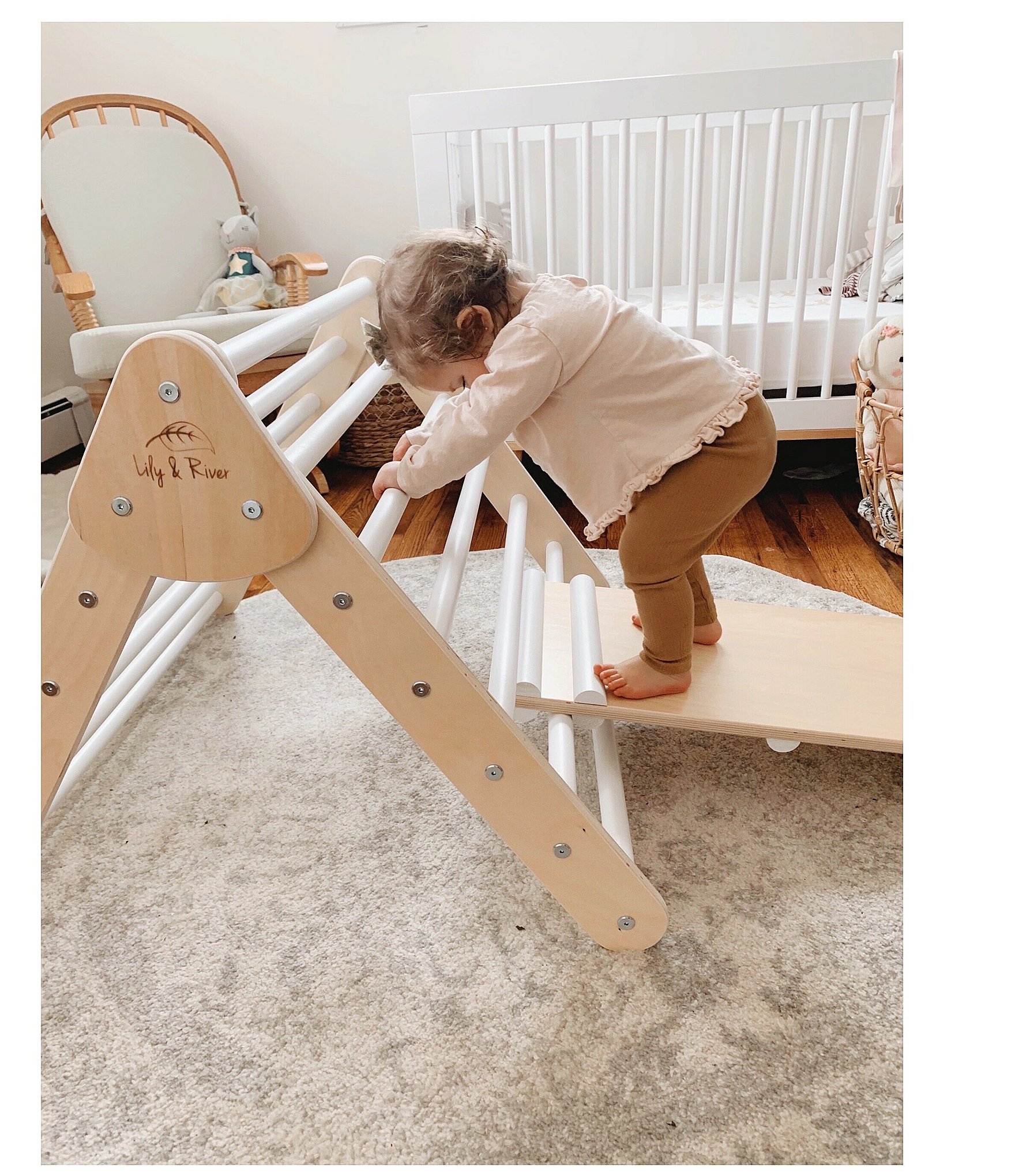 Lily & River Little Climber Pikler Triangle with Reversible Ladder and Slide Attachment