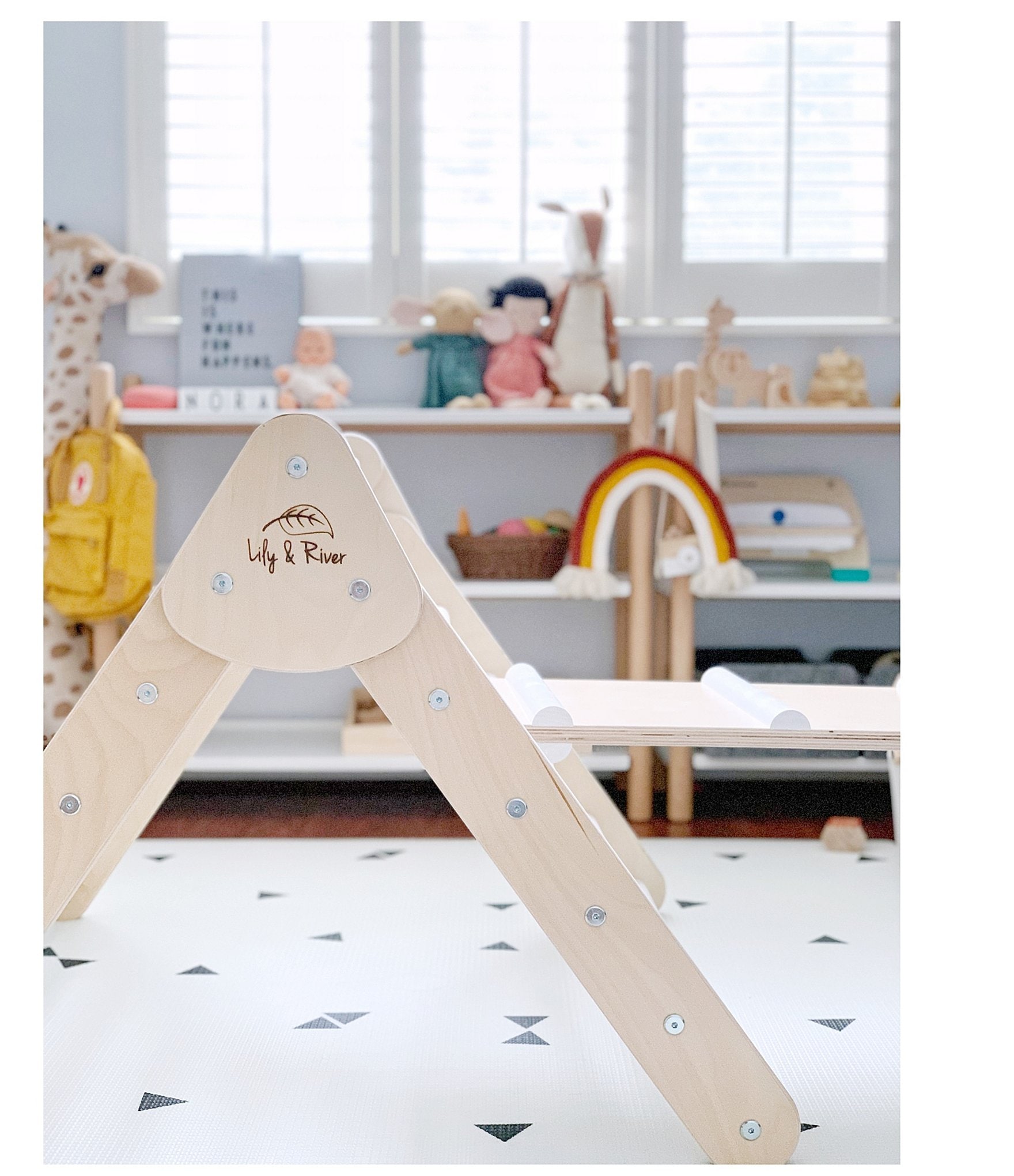 Lily & River Little Climber Pikler Triangle with Reversible Ladder and Slide Attachment