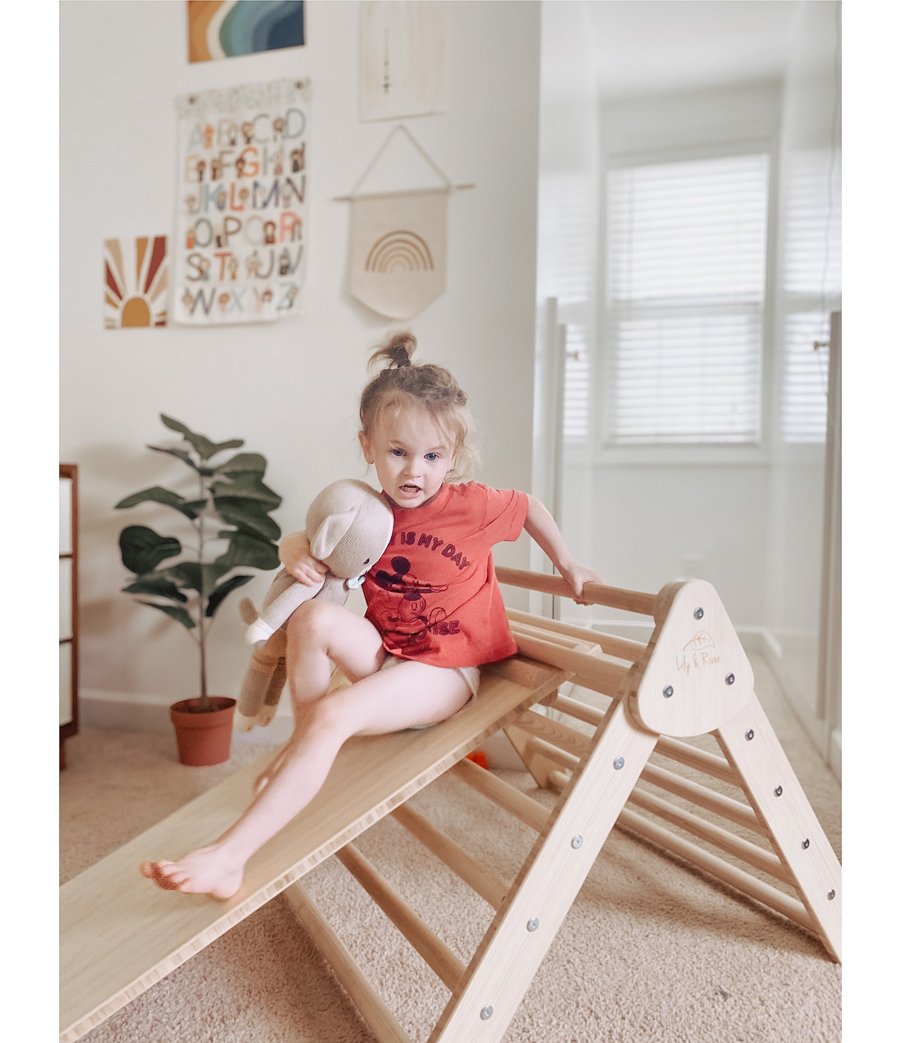 Lily & River Little Climber Pikler Triangle with Reversible Ladder and Slide Attachment