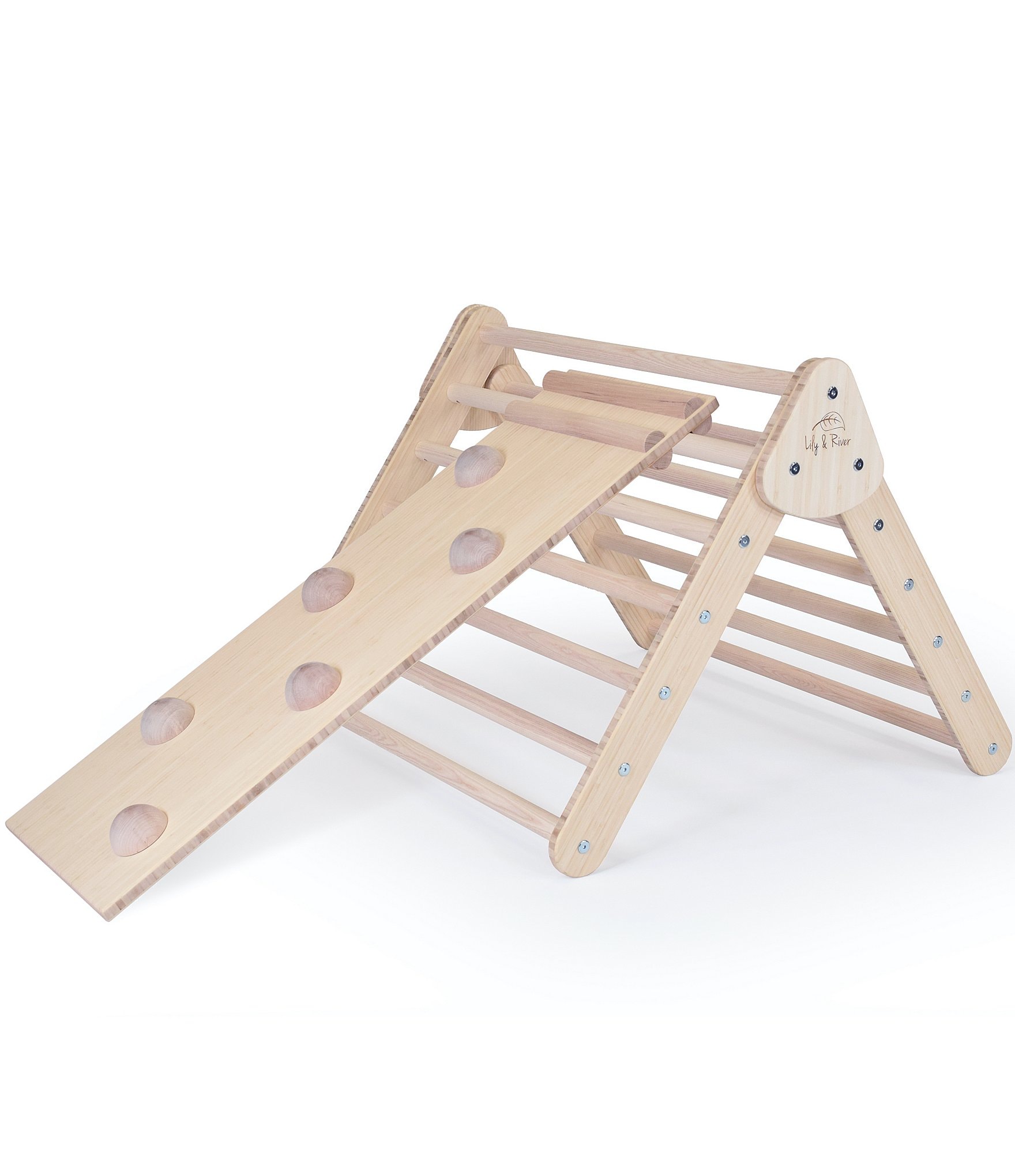 Lily & River Little Climber Pikler Triangle with Reversible Rockwall and Silde Attachment