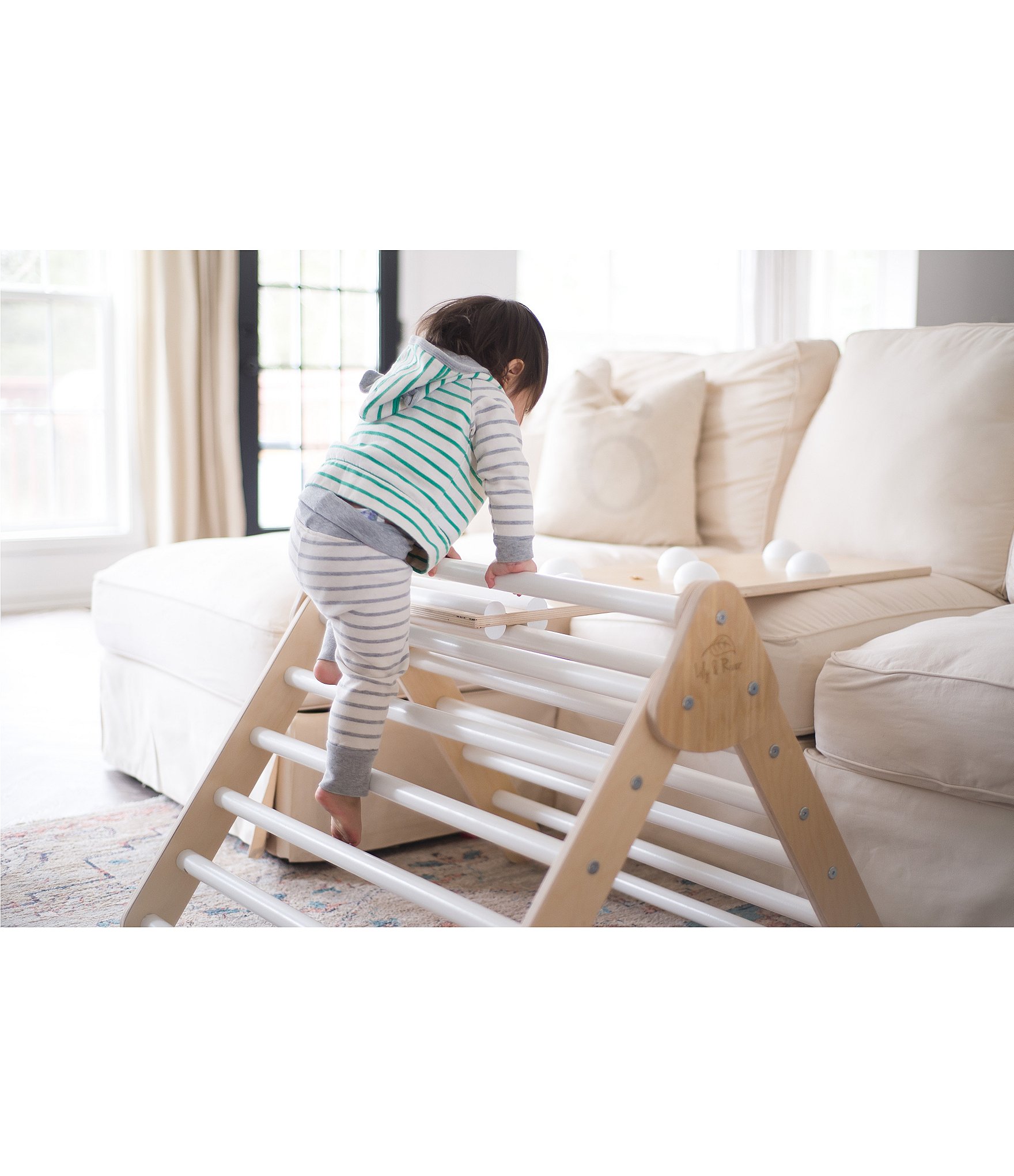 Lily & River Little Climber Pikler Triangle with Reversible Rockwall and Silde Attachment