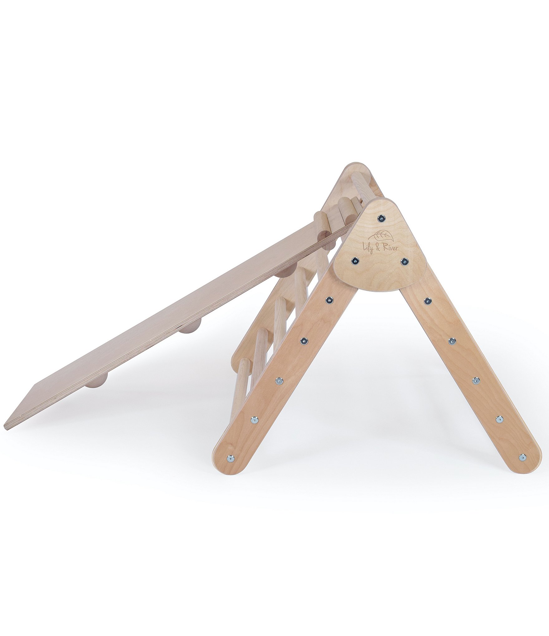 Lily & River Little Climber Pikler Triangle with Reversible Rockwall and Silde Attachment