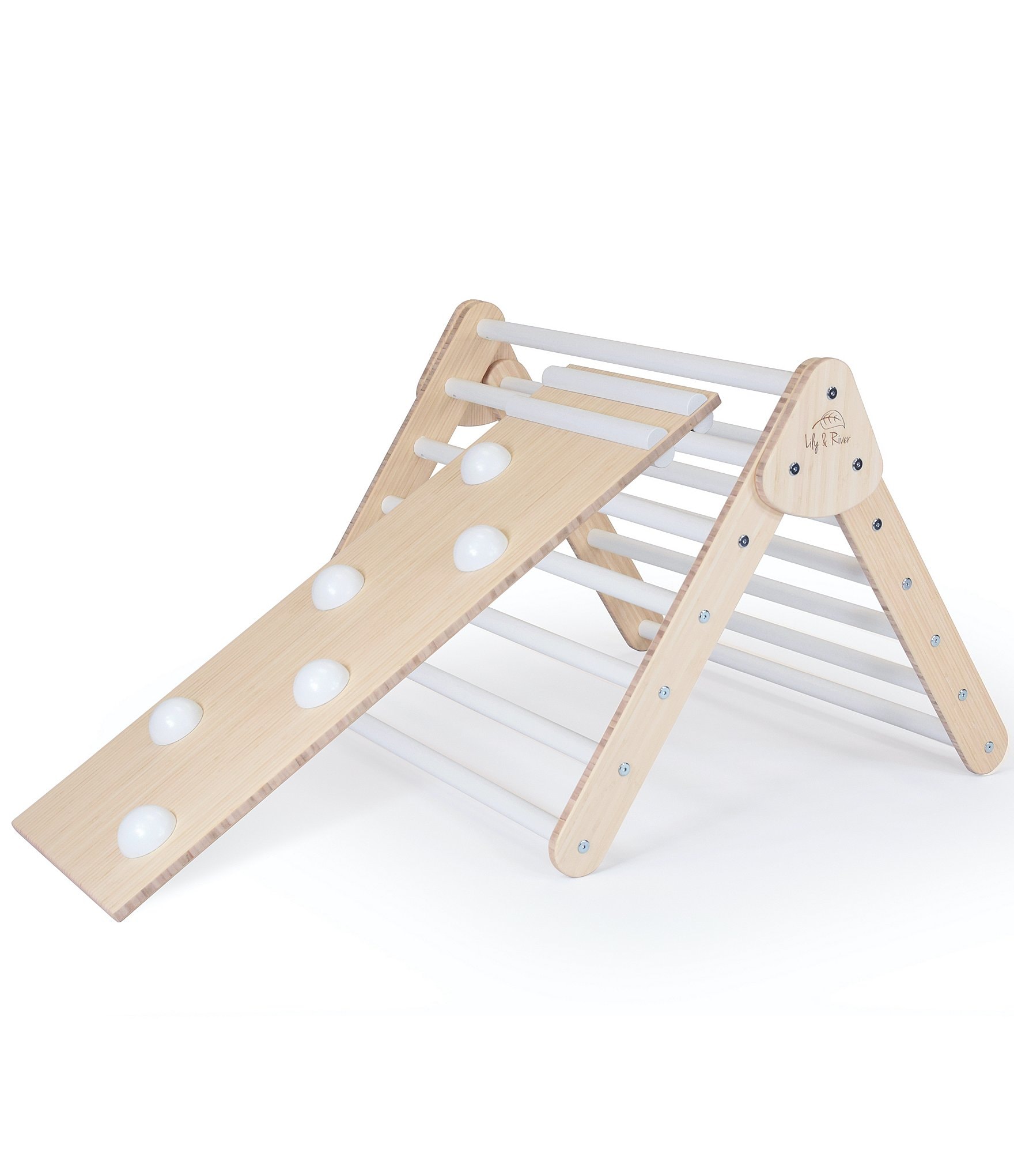 Lily & River Little Climber Pikler Triangle with Reversible Rockwall and Silde Attachment