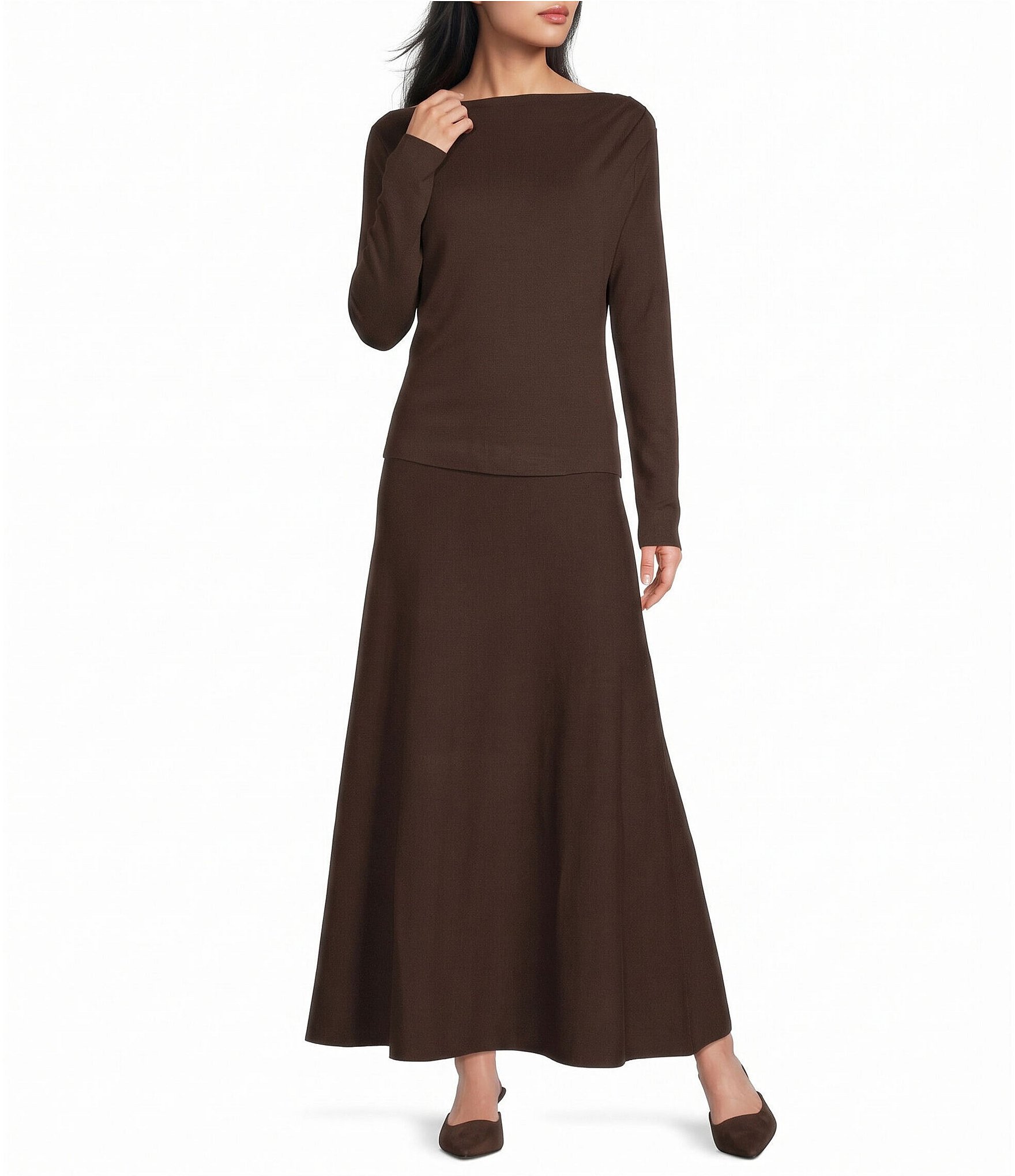 Line and Dot Delania Wool Blend Knit Sweater Maxi Coordinating Skirt