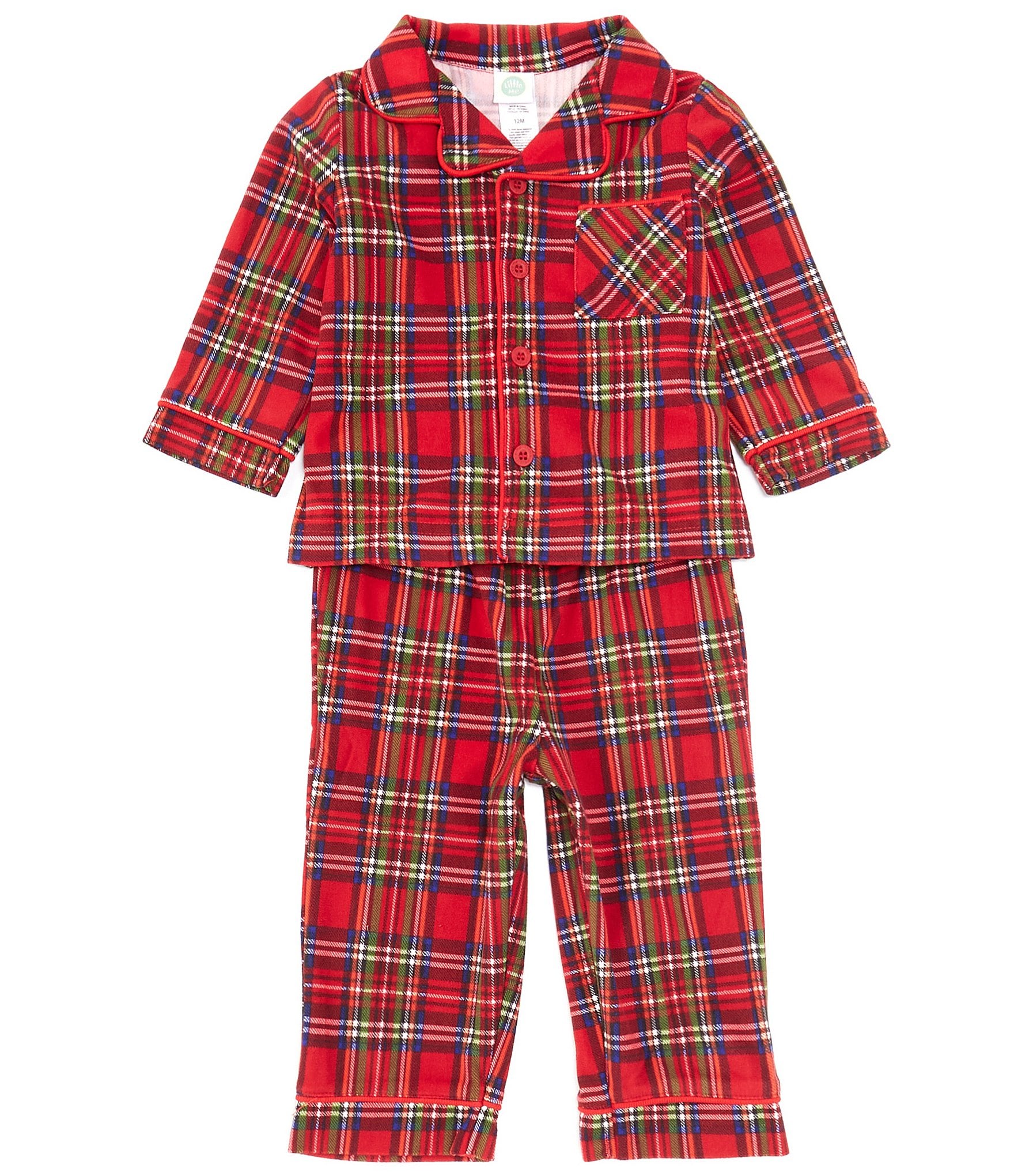 Little Me Baby 12-24 Months Long Sleeve Plaid Pajama Tee & Matching ...