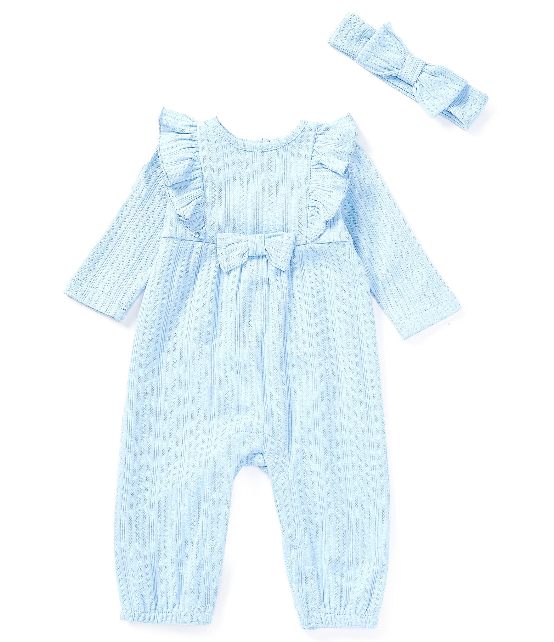 Little Me Baby 3-12 Months Long Sleeve Ruffle-Trimmed Bow Detail ...