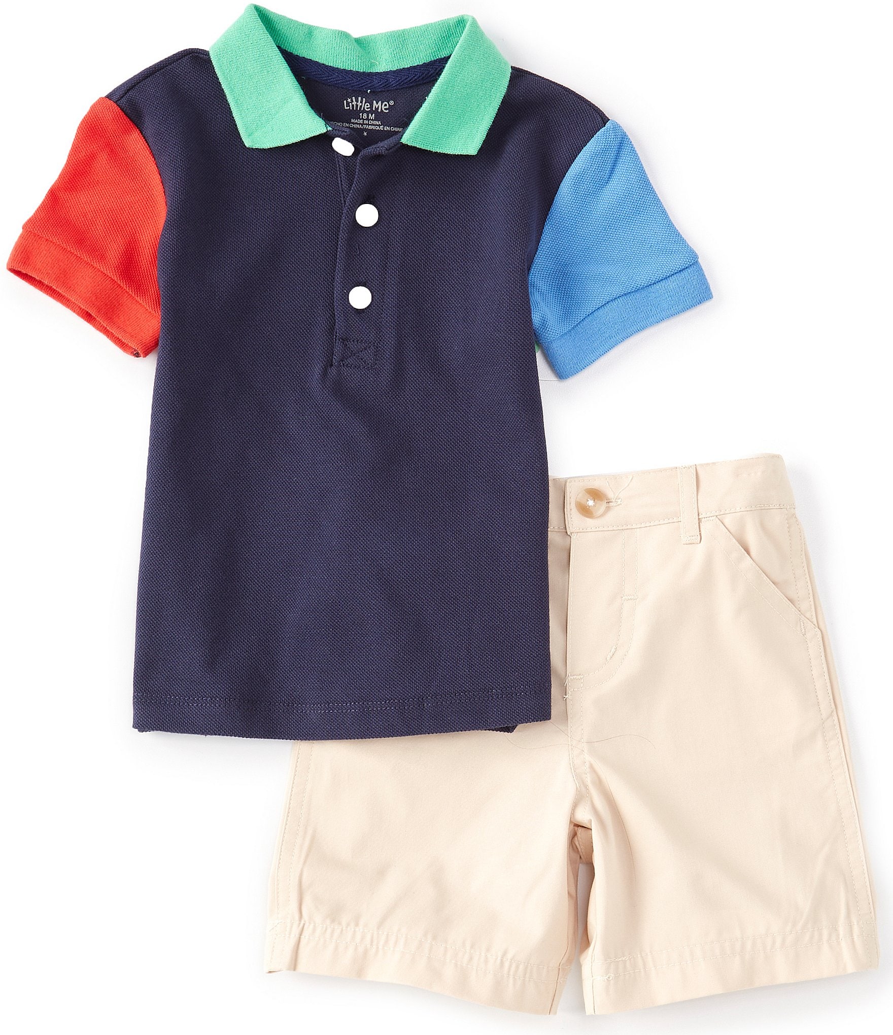dubbellaag bezig Wijde selectie Little Me Baby Boys 12-24 Months Short-Sleeve Color Block Polo Shirt &  Solid Shorts Set | Dillard's