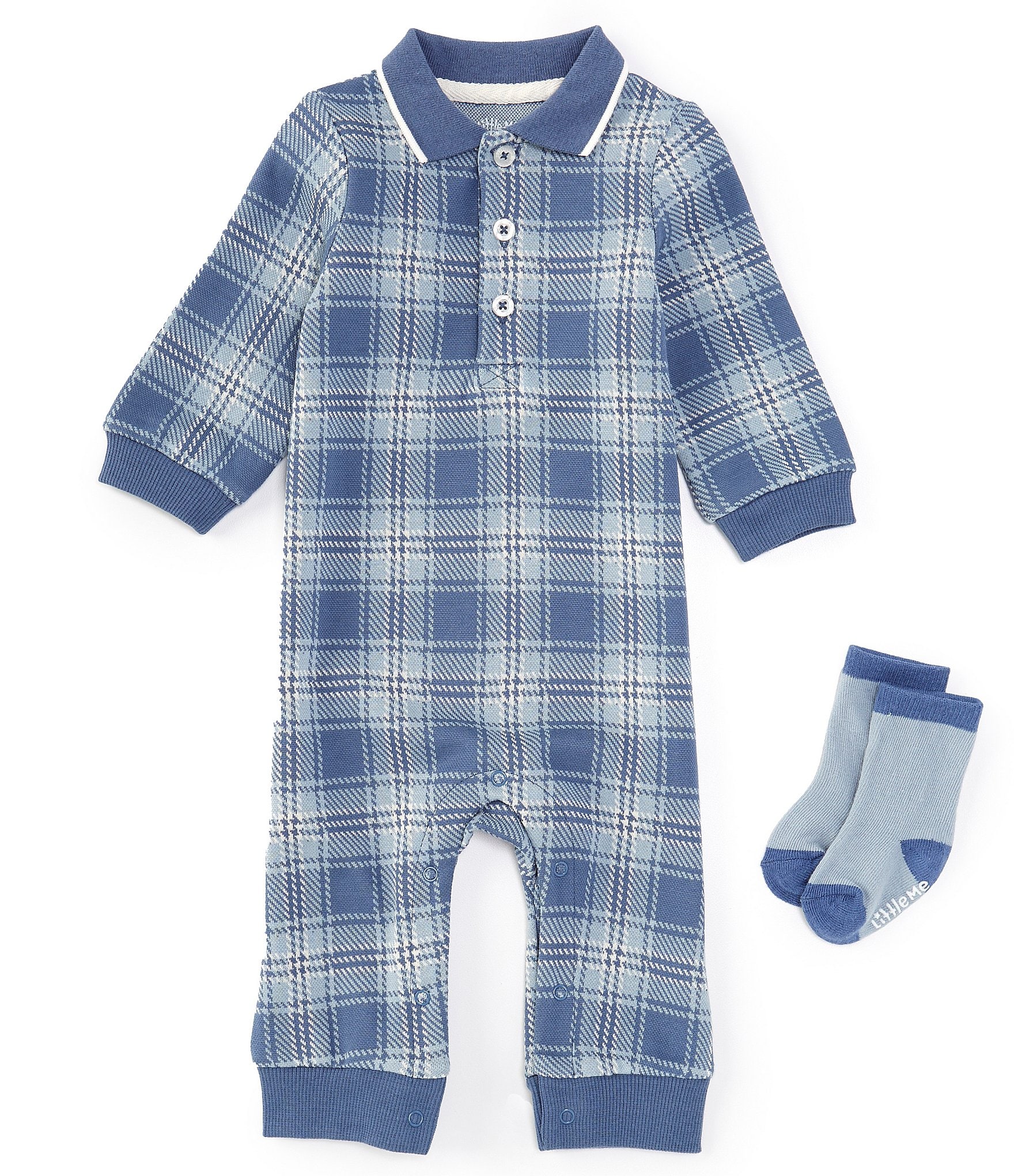 Little Me Baby Boys 3-12 Months Long Sleeve Plaid Coverall