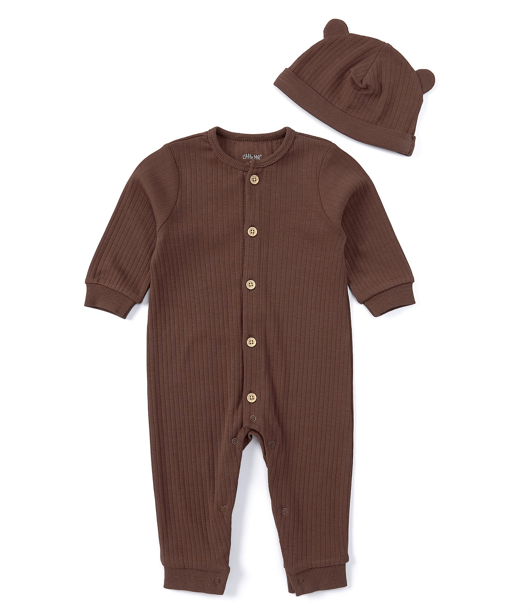 Little Me Baby Boys 3-12 Months Long Sleeve Rib-Knit Coverall