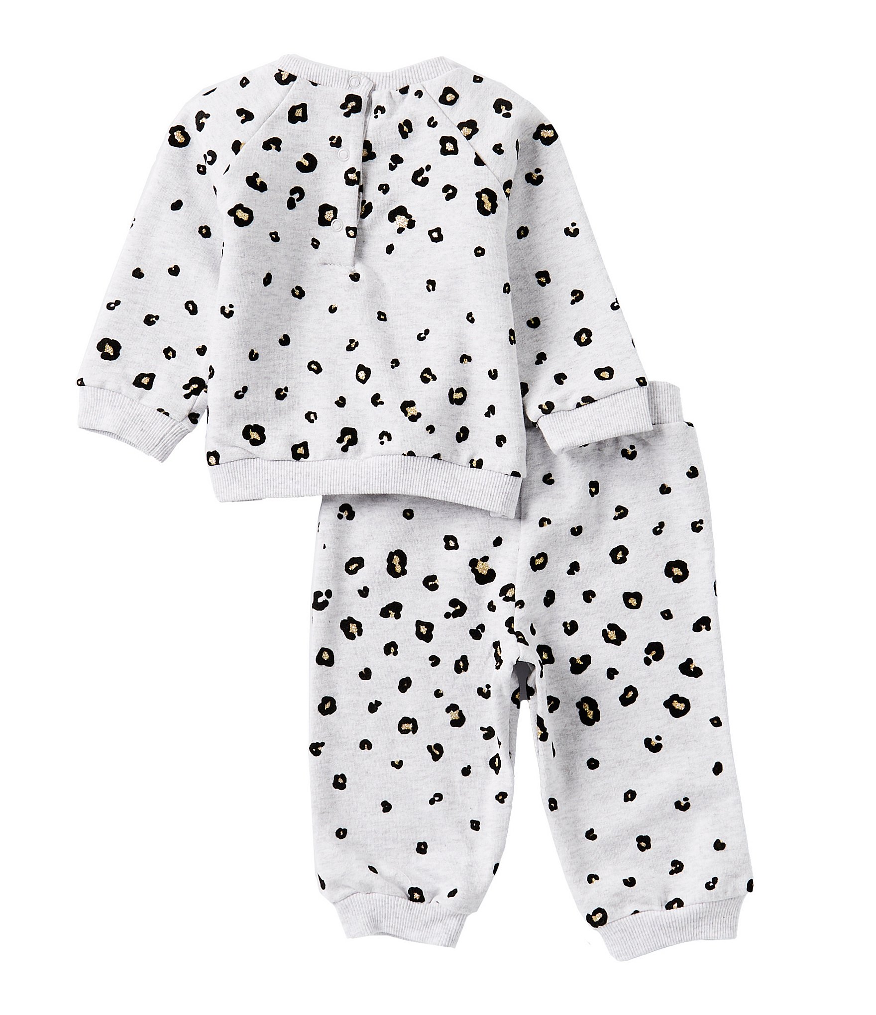 Little Me Baby Boys 3-12 Months Raglan Sleeve Leopard-Printed Sweatshirt & Matching Jogger Pant Set