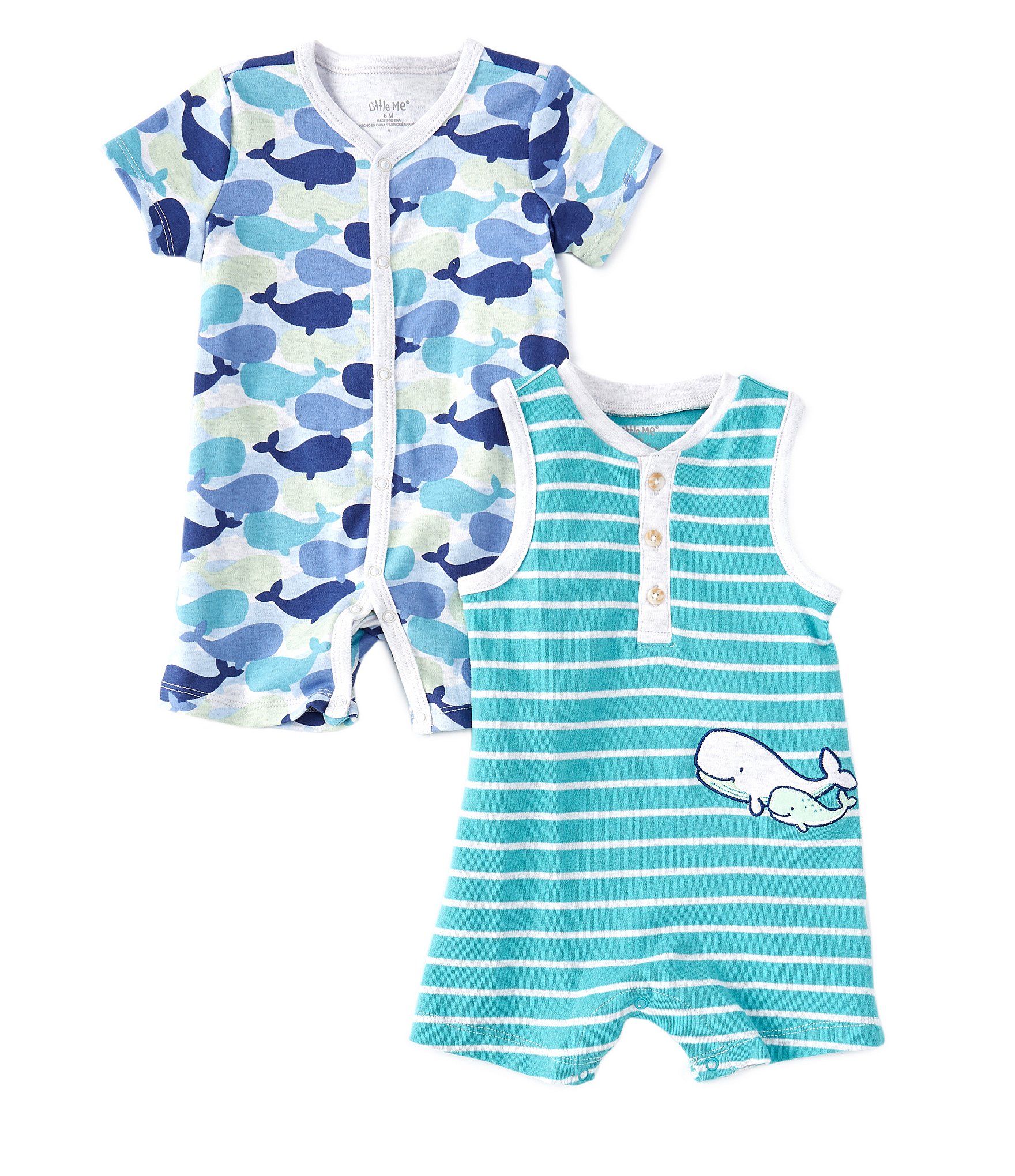 Little Me Baby Boys 3-12 Months Short Sleeve/Sleeveless Striped Whale ...