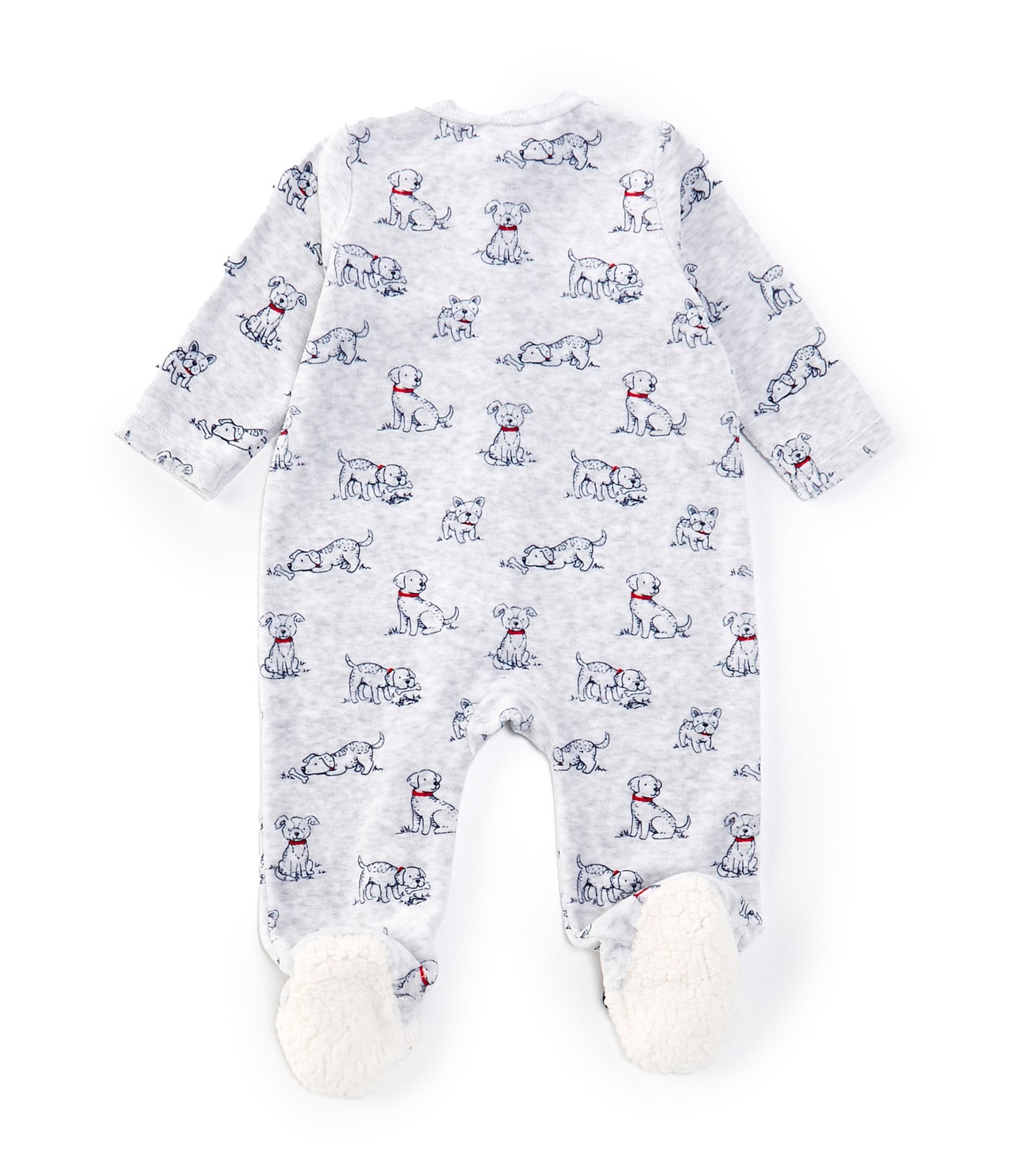 Little Me Baby Boys 3-6 Months Long-Sleeve Puppy-Printed Velour Footie Coverall