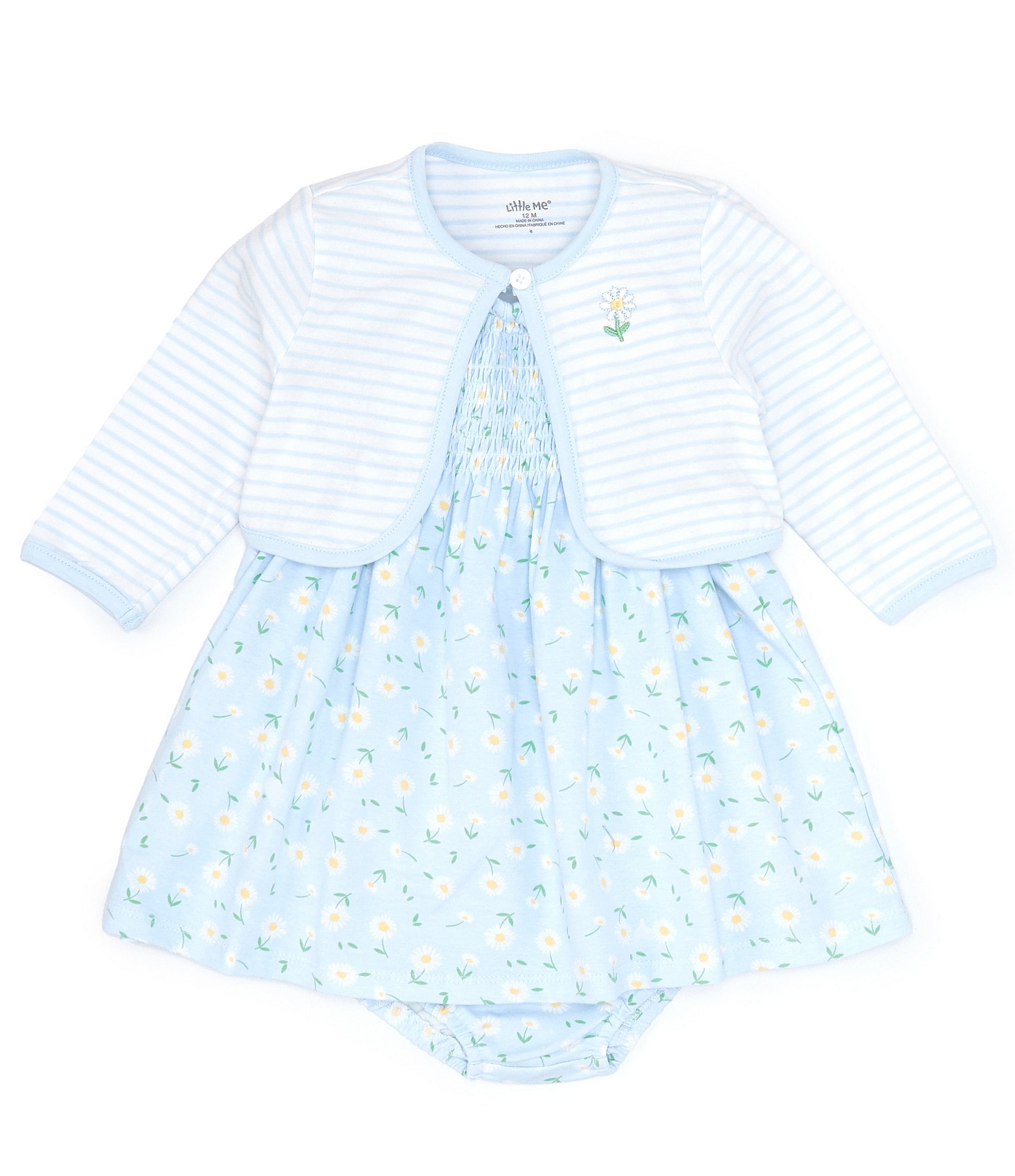 Little Me Baby Girls 3-12 Months Daisy Love Short Sleeve Checked