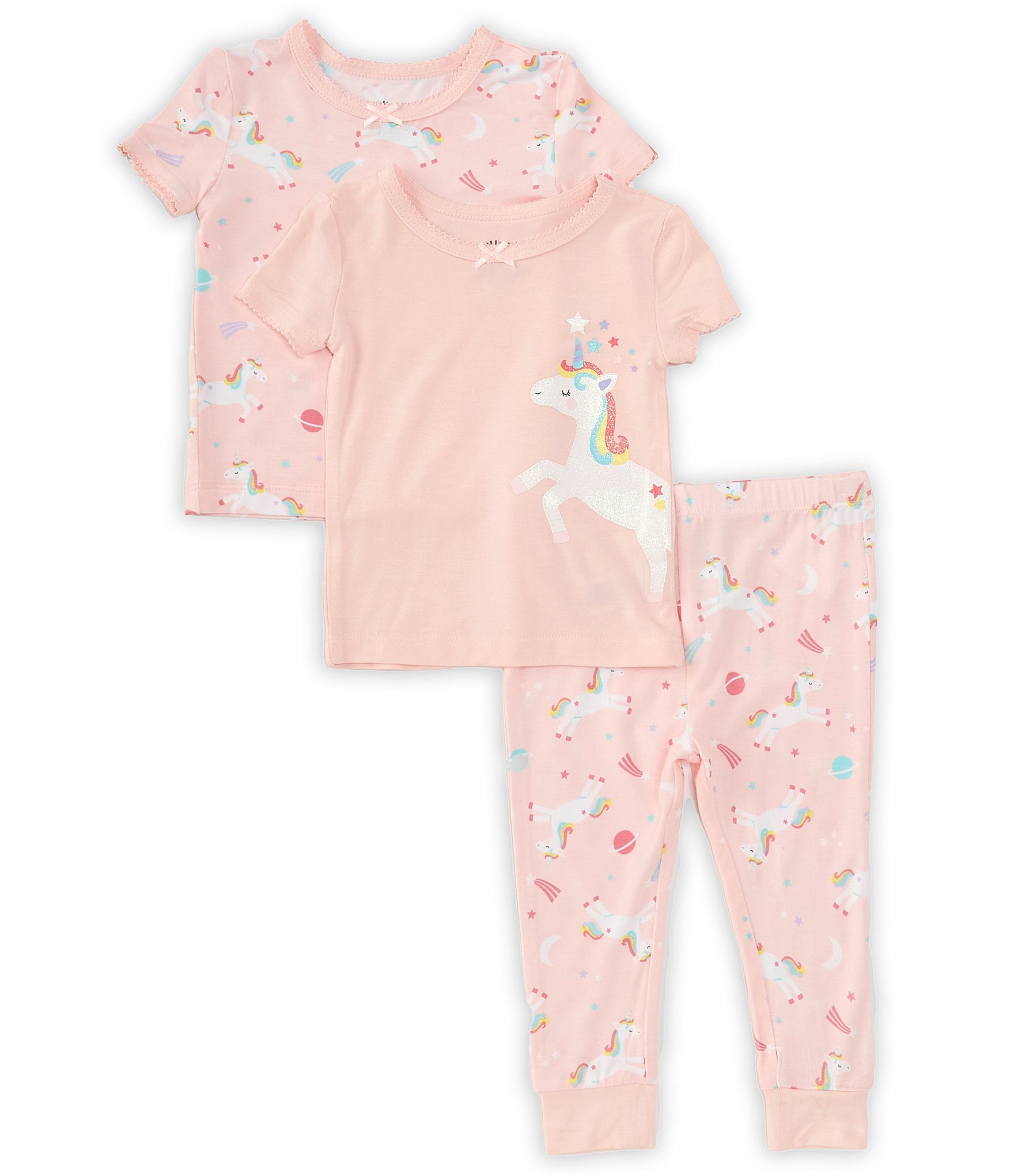Little Me Baby Girls 12-24 Months Solid Unicorn Sleep T-Shirt & Unicorn ...