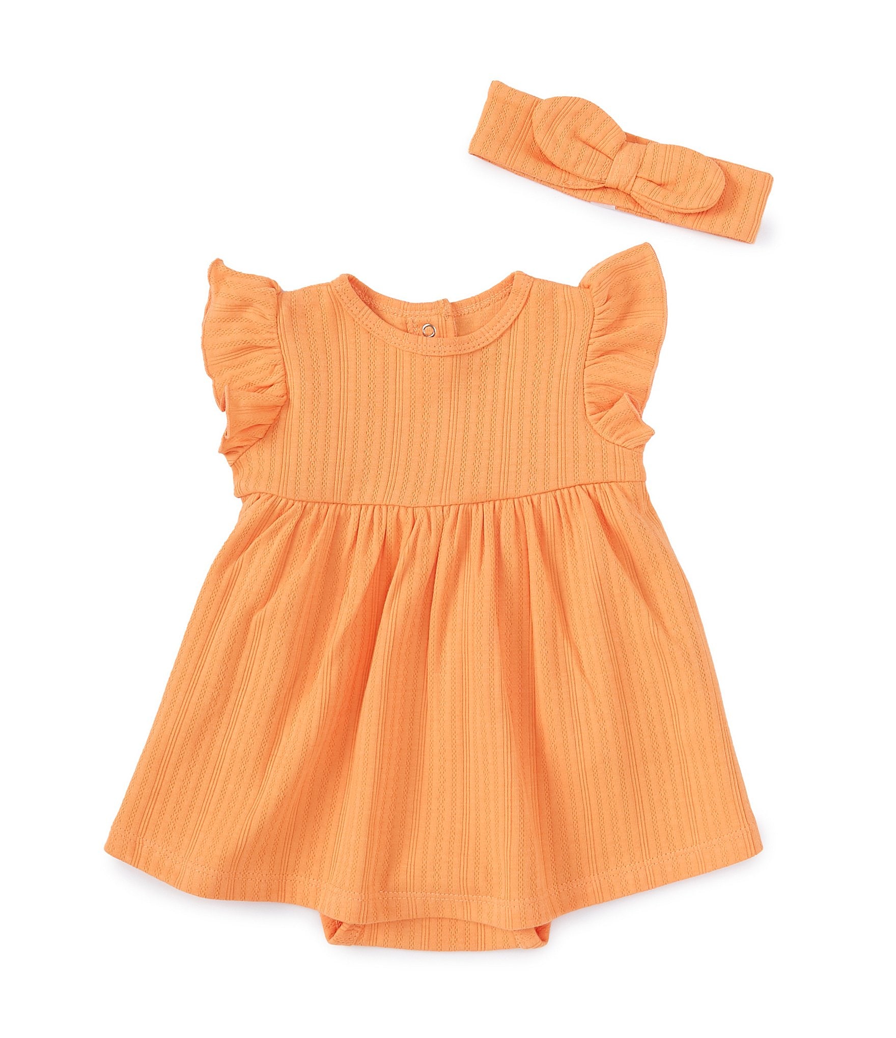 Little Me Baby Girls 3-12 Months Flutter-Sleeve Skirted Bodysuit Dress ...