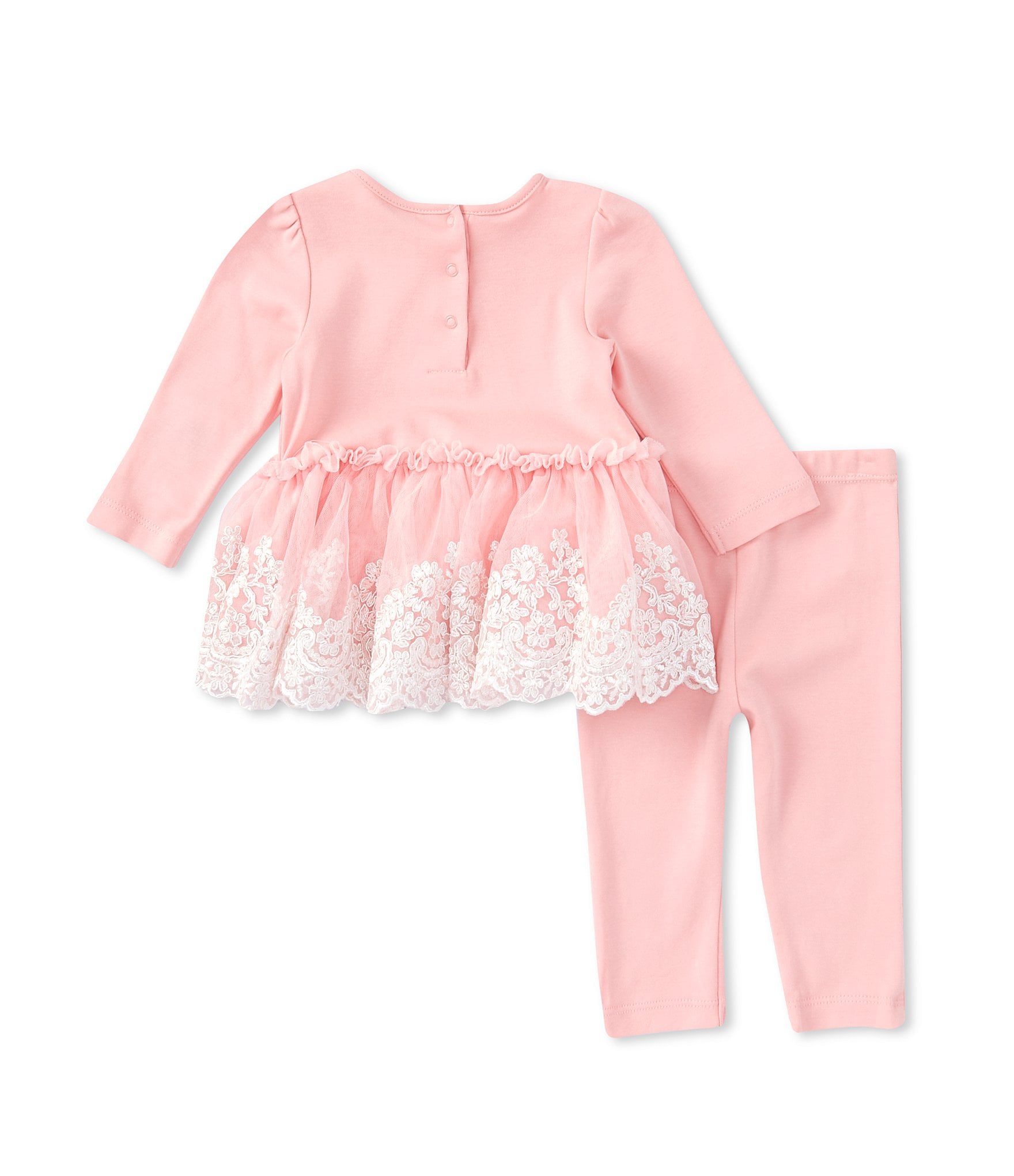 Little Me Baby Girls 3-12 Months Long-Sleeve Knit/Mesh Tutu-Skirted Dress & Solid Knit Leggings Set