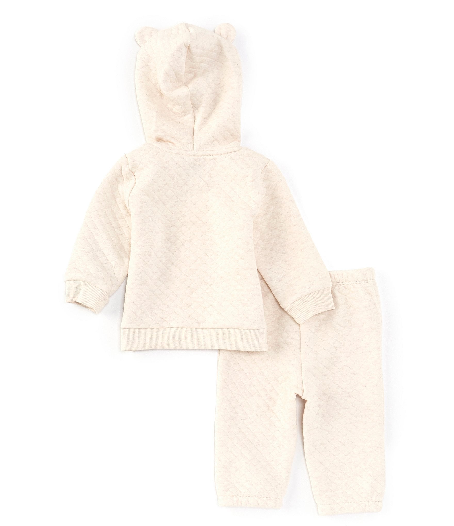 Little Me Baby Girls 3-12 Months Long Sleeve Quilted Double-Diamond Knit Hoodie & Matching Jogger Pant Set