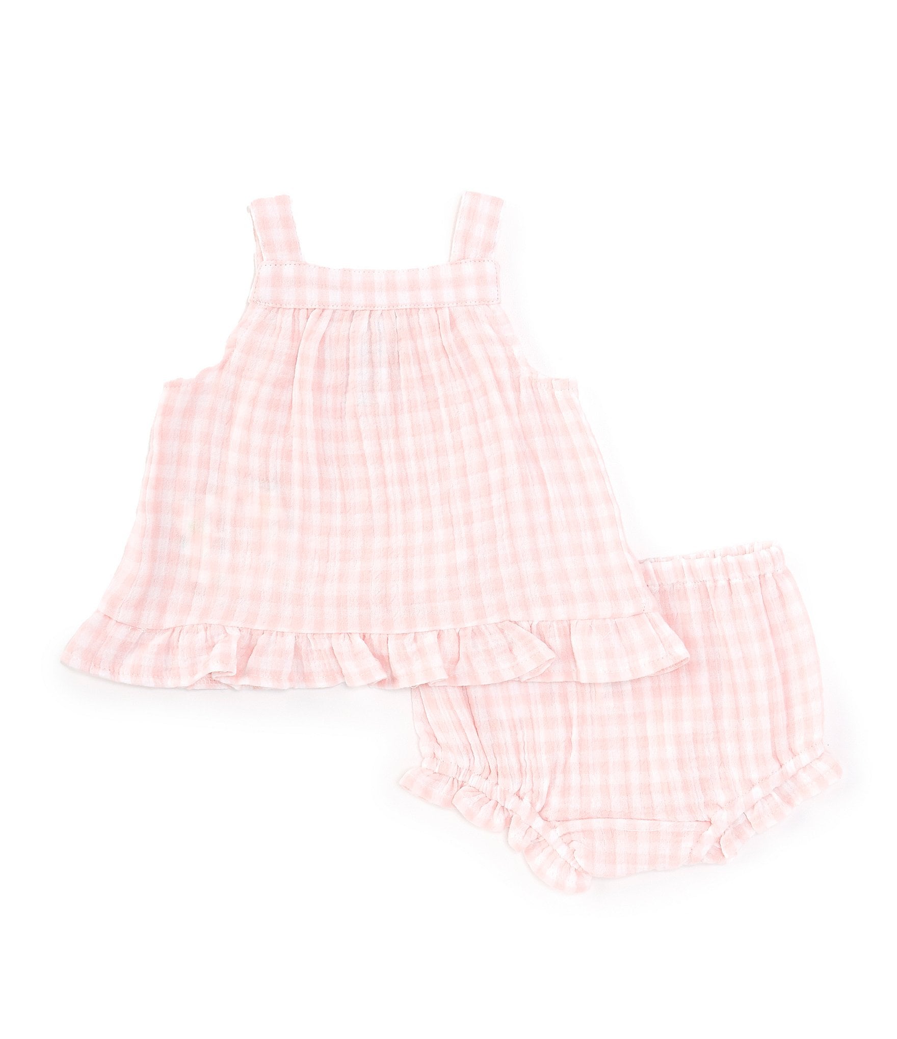 Little Me Baby Girls 3-12 Months Sleeveless Checked Gauze Tunic Top & Matching Gauze Bloomer Set