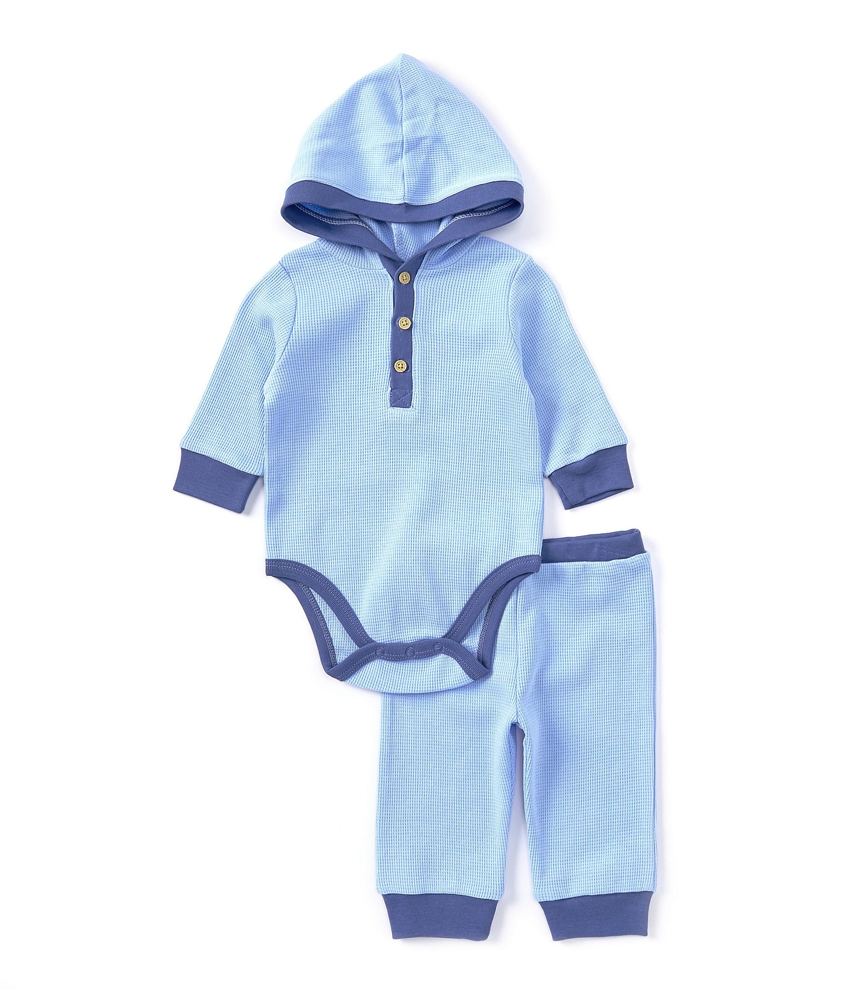 Little Me Baby Girls 3-24 Months Long Sleeve Hooded Waffle-Knit Bodysuit & Solid Leggings Set