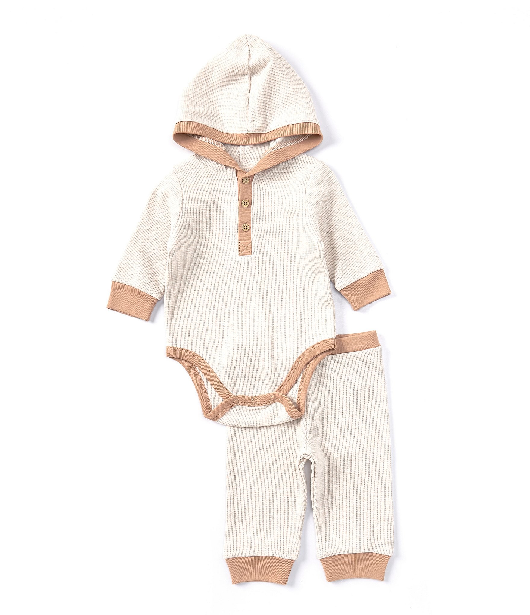 Little Me Baby Girls 3-24 Months Long Sleeve Hooded Waffle-Knit Bodysuit & Solid Leggings Set