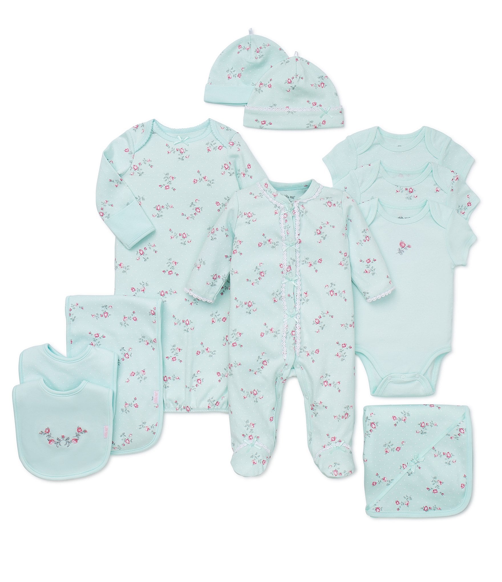 Little Me Baby Girls Floral Spray Bib & Burp Set