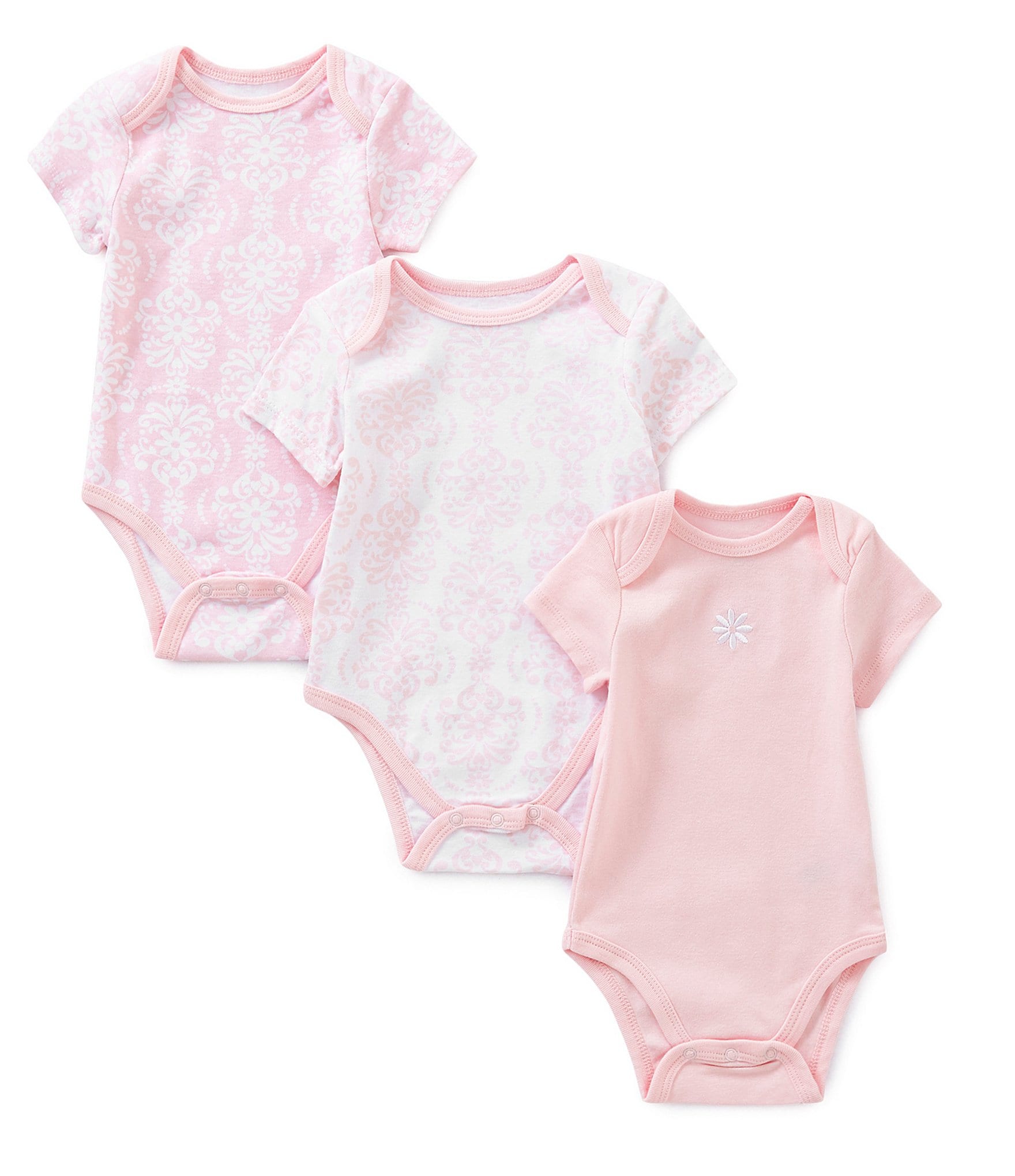 Little Me Baby Girls Pink Damask Scroll 3-Pack Bodysuits | Dillard's
