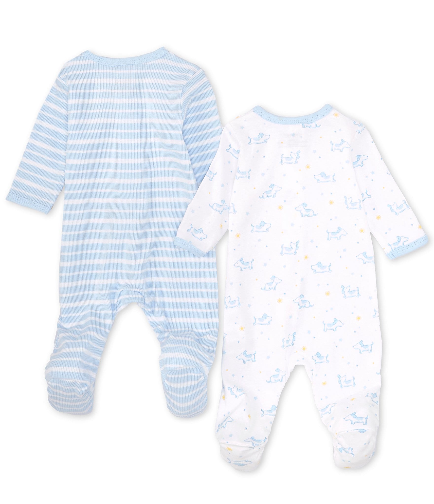 Little Me Baby Newborn-9 Months Playtime Long Sleeve Footed Coverall 2-Pack