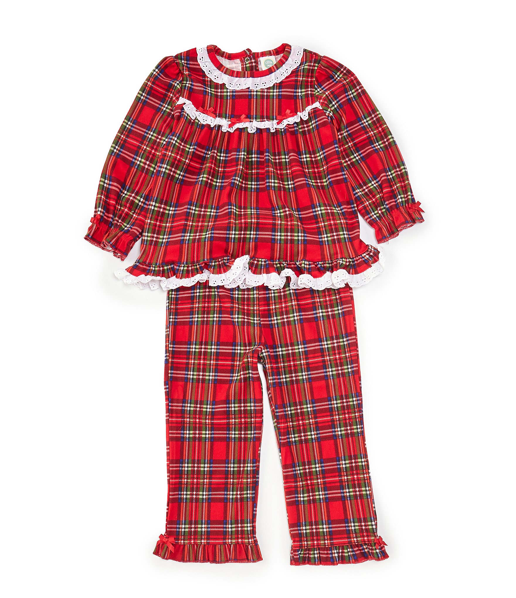 Little Me Little Girls 2T-4T Long-Sleeve Christmas Plaid Pajama Top &  Matching Pajama Pants Set