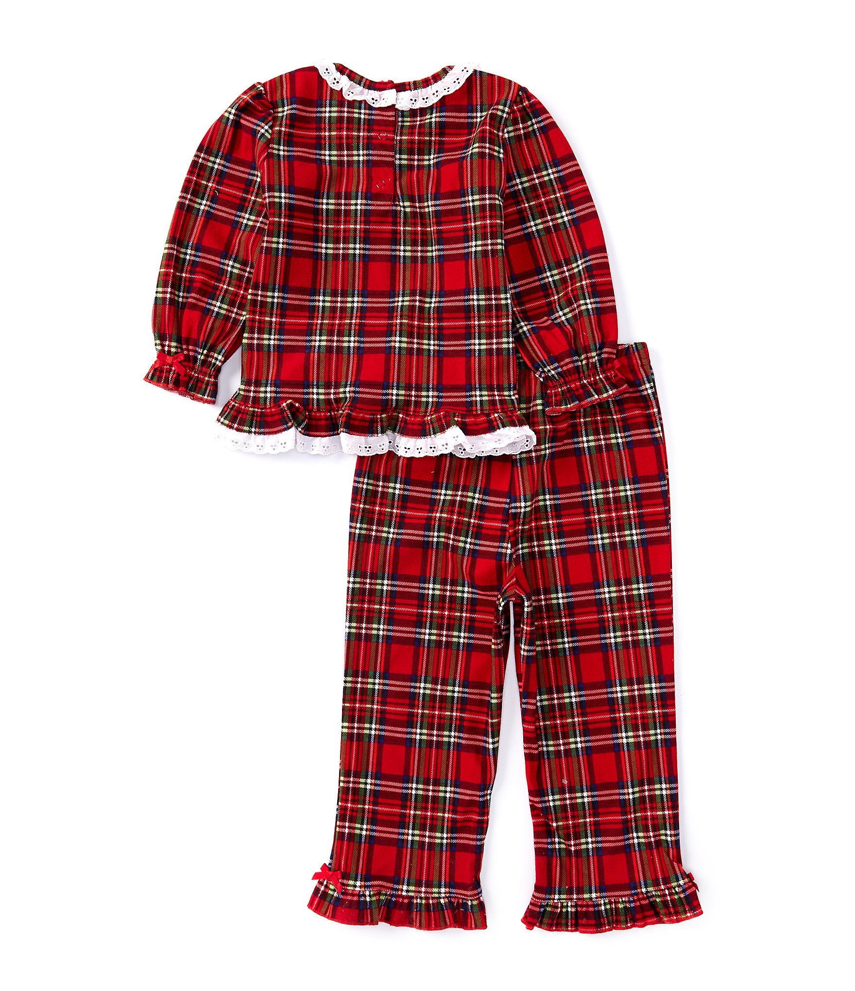 Little Me Little Girls 2T-4T Long Sleeve Plaid Pajama Top & Matching Pajama Pant Set