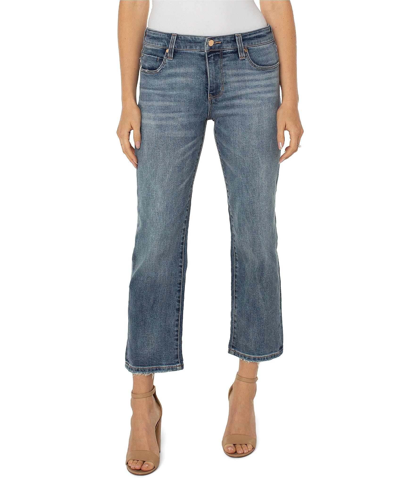 Liverpool Los Angeles 5-Pocket Style Cropped Flare Jeans | Dillard's