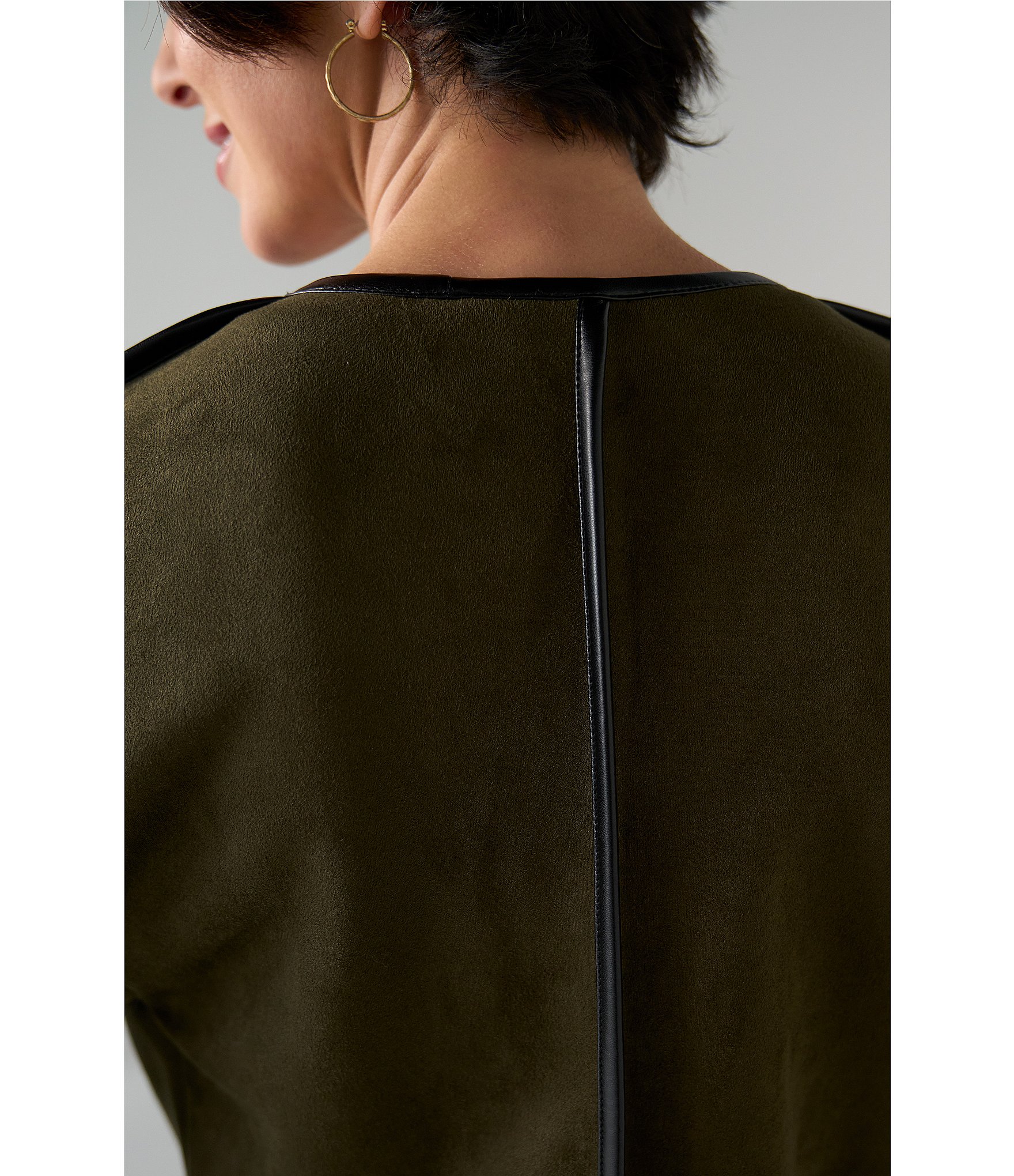 Liverpool Los Angeles Faux Suede Collarless Long Sleeve Open Front Jacket