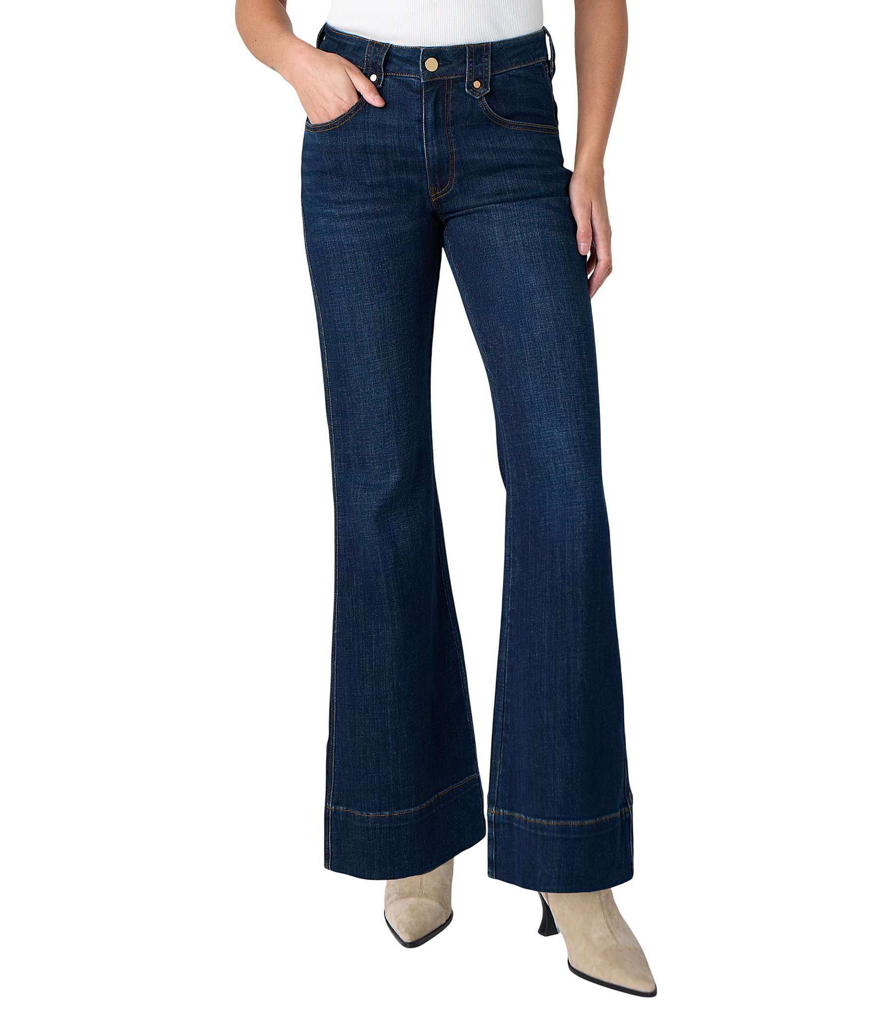 Liverpool Los Angeles Hannah Crosshatch Mid Rise Flared Jeans