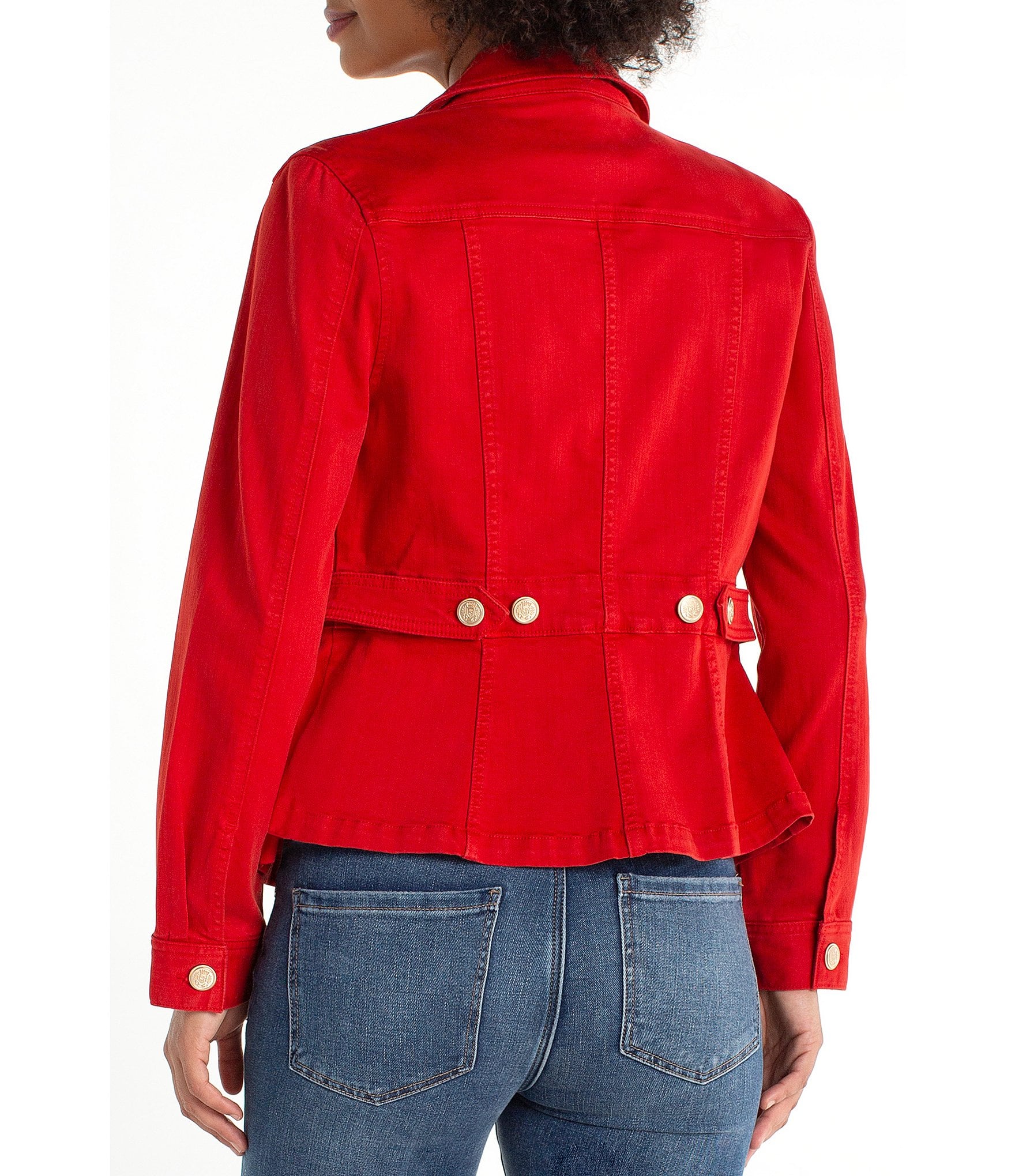 Liverpool Los Angeles Petite Size Slub Twill Peak Lapel Collar Long Sleeve Peplum Jacket