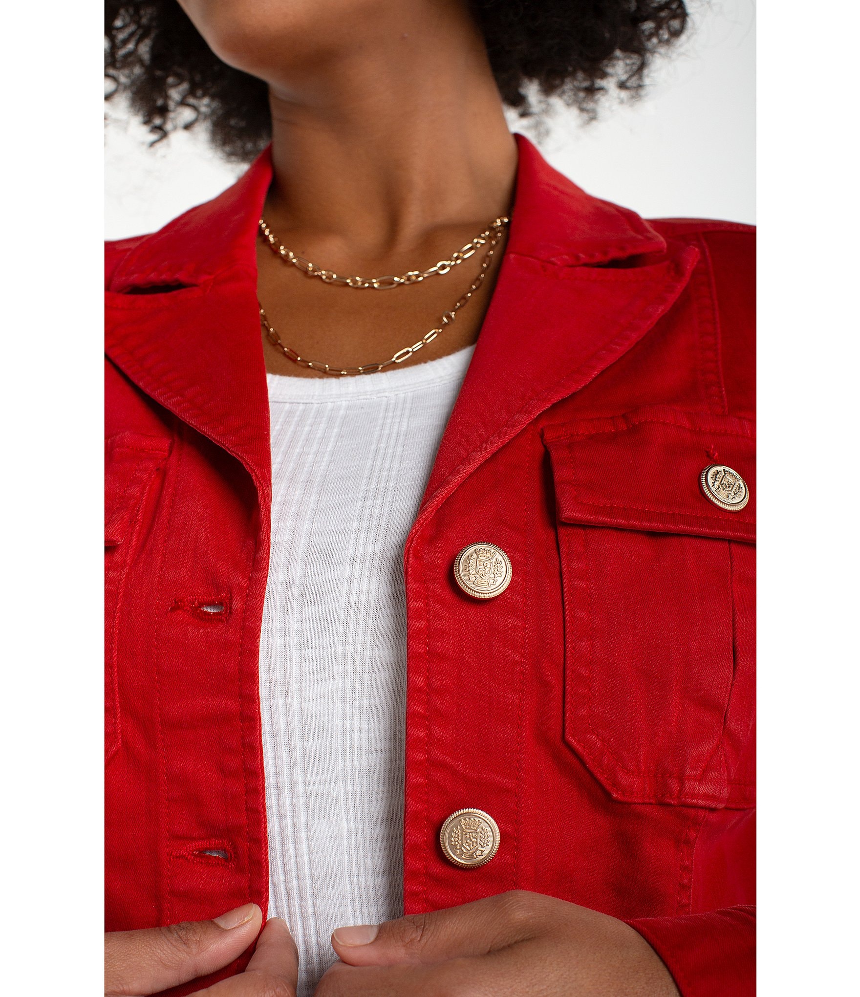 Liverpool Los Angeles Petite Size Slub Twill Peak Lapel Collar Long Sleeve Peplum Jacket