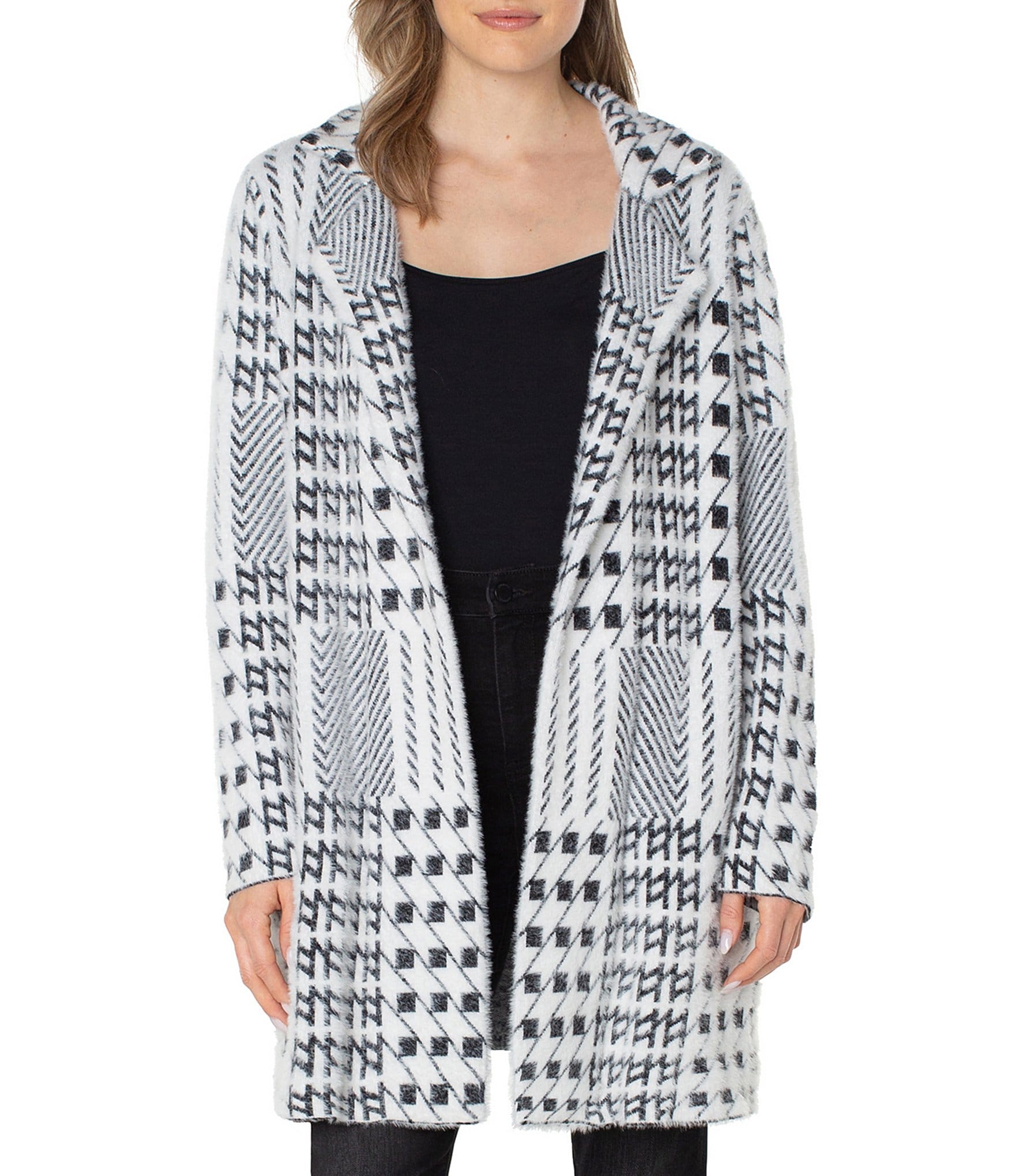 Liverpool Los Angeles Printed Long Sleeve Side Pocket Open Front Cardigan |  Dillard's