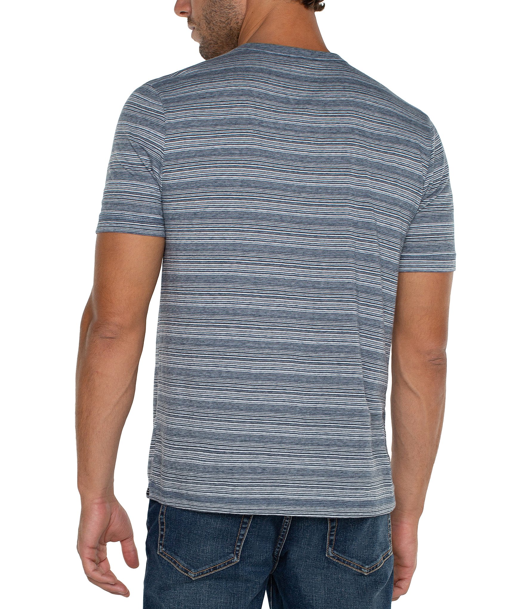 Liverpool Los Angeles Short Sleeve Striped Henley T-Shirt