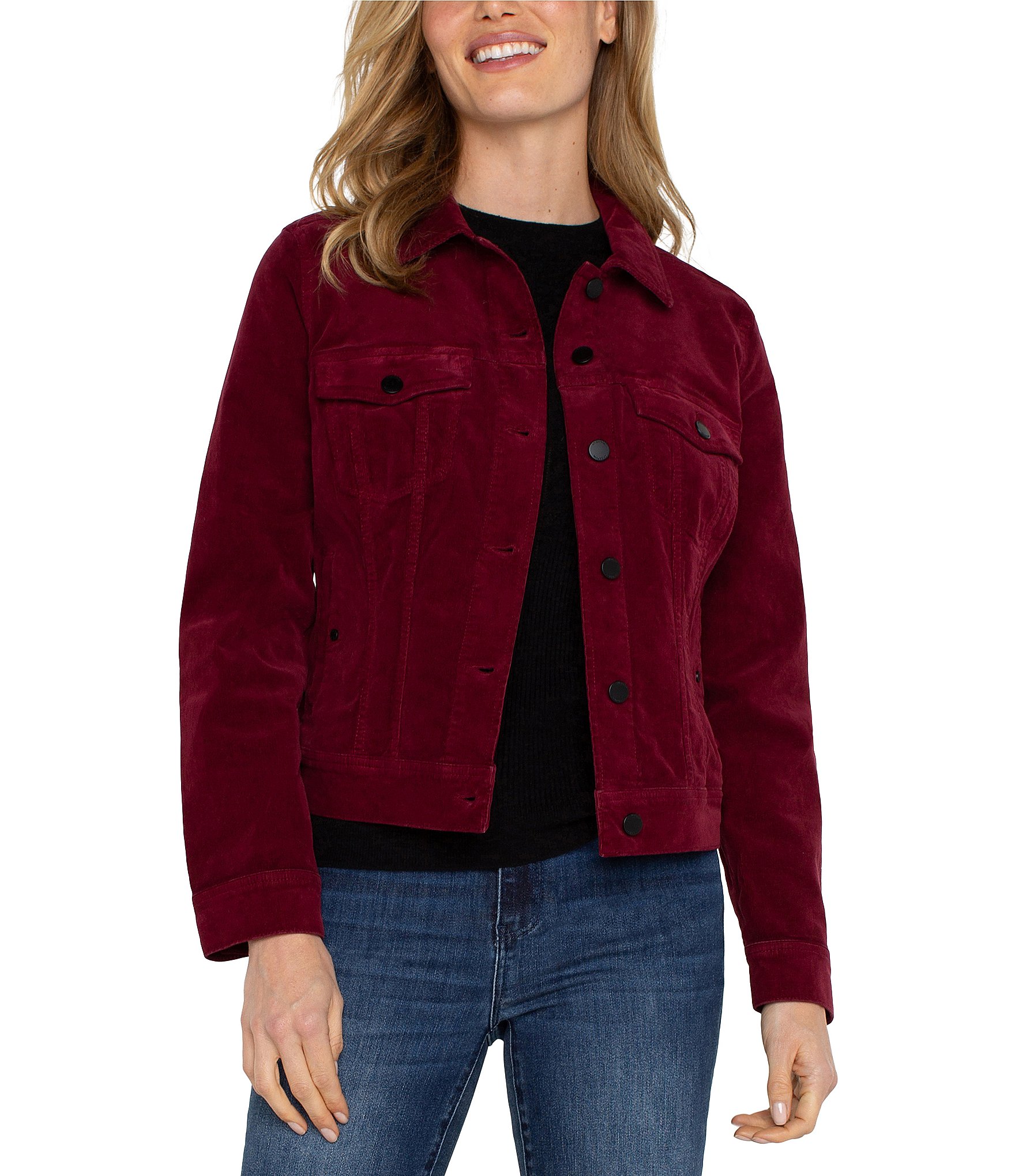 Liverpool Los Angeles Stretch Corduroy Collared Long Sleeve