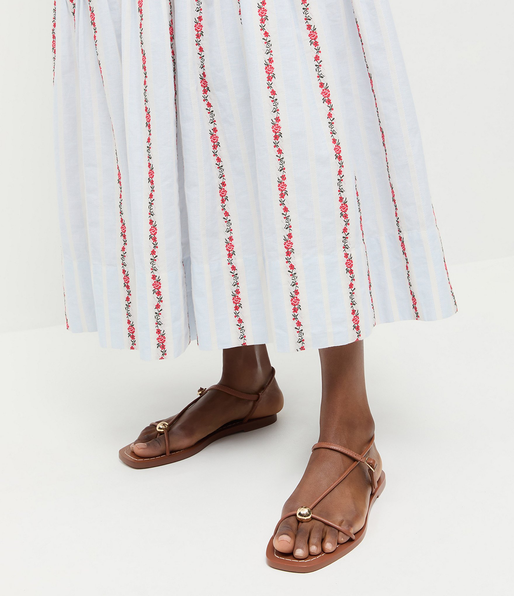 Loeffler Randall Lara Leather Hardware Ankle Strap Flat Sandals