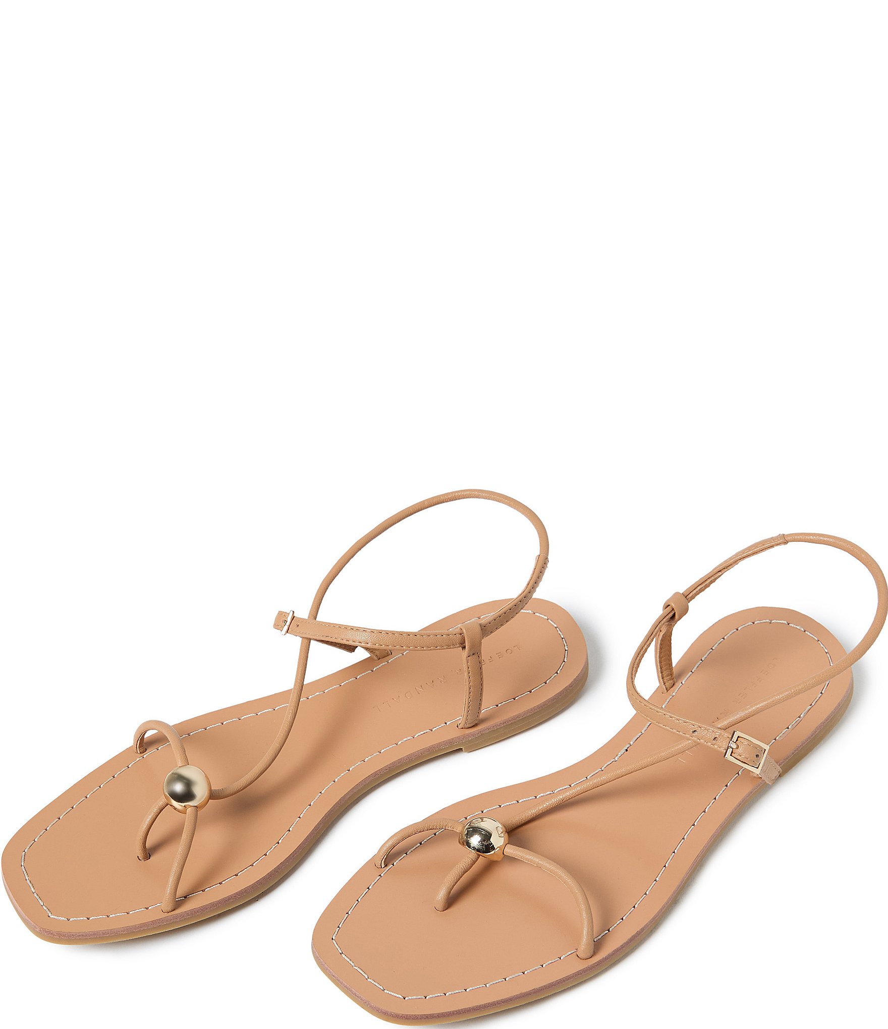 Loeffler Randall Lara Leather Hardware Ankle Strap Flat Sandals