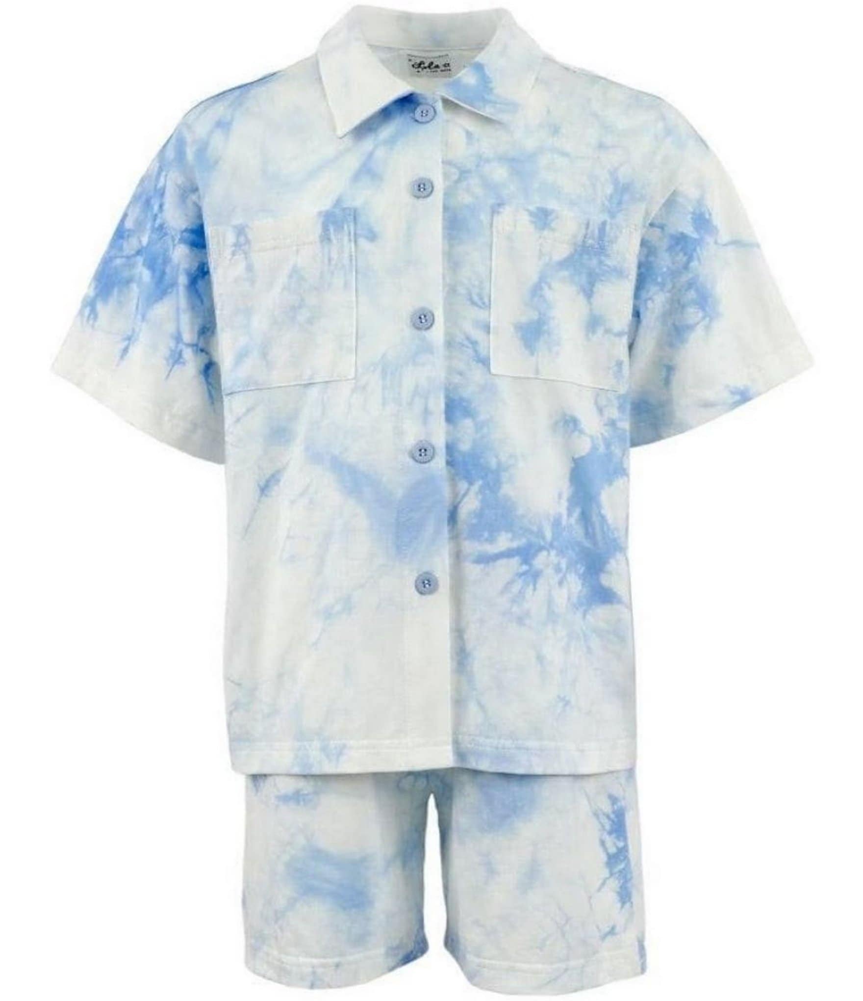 Lola + The Boys Big Boys Short Sleeve Tie-Dye Sky Dye Summer Top & Matching Shorts Set