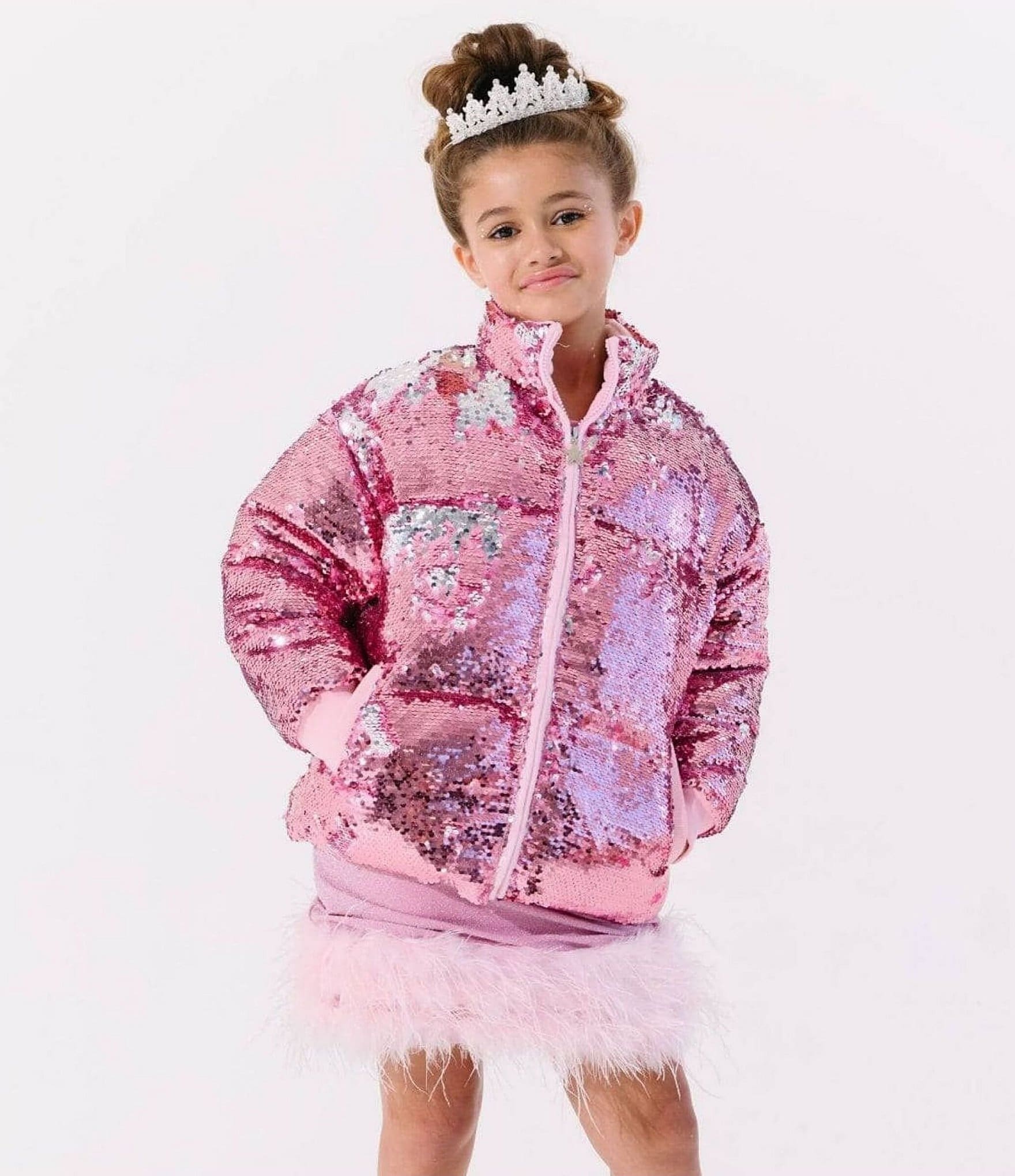 Lola + The Boys Girls Sequin Puffer Jacket
