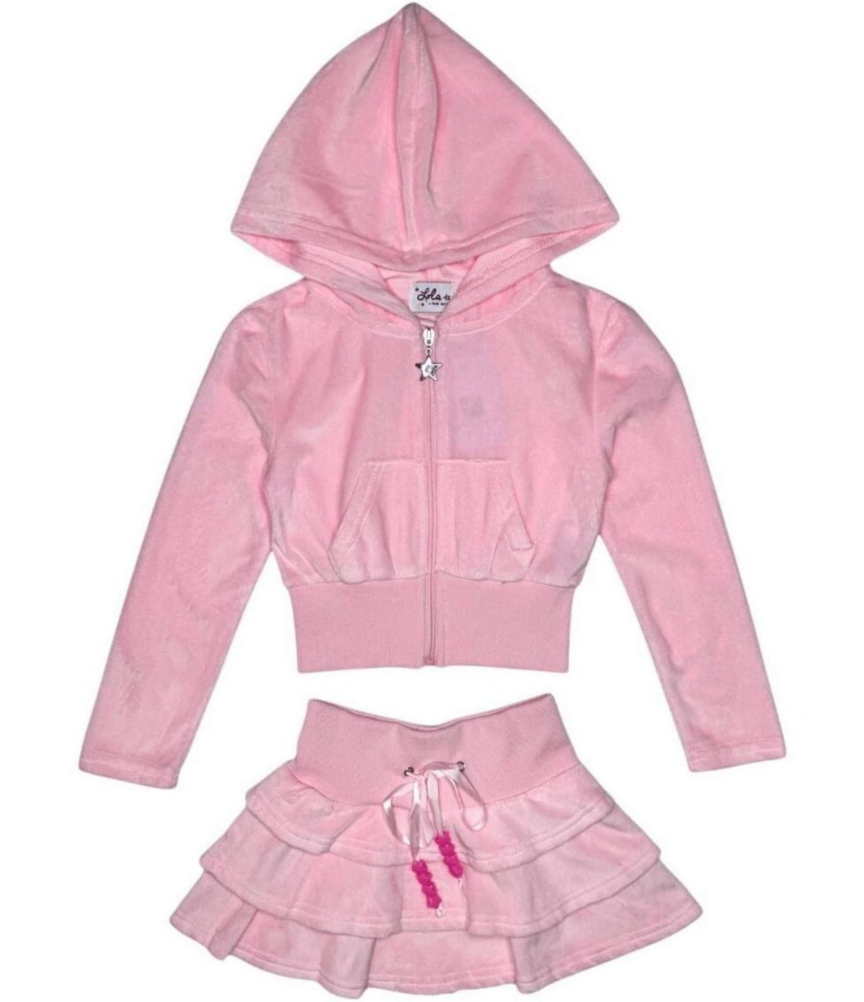 Lola + The Boys Little/Big Girls Long Sleeves Hood Velour Margot 2-Piece Set