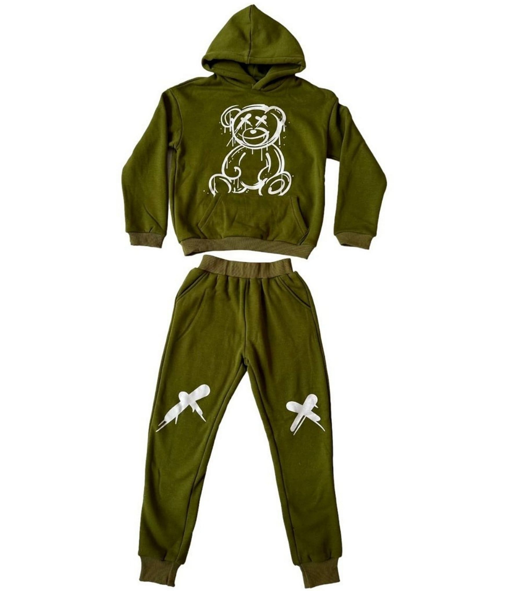Lola + The Boys Little/Big Boys Pullover Punk Bear Graffiti Hoodie & Matching Jogger Pants Set