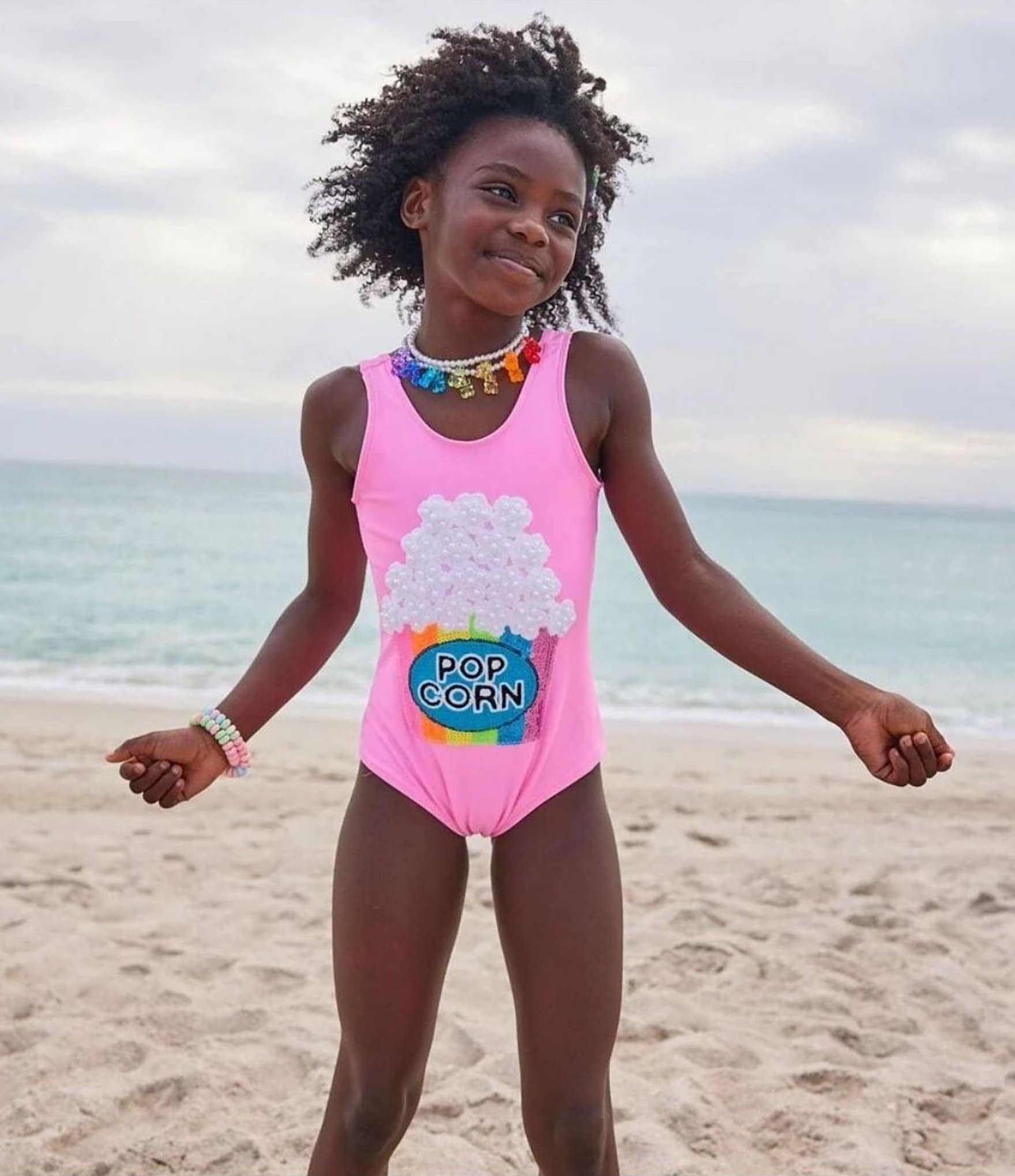 Lola + The Boys Little/Big Girls Popcorn Pearls 1-Piece Swimsuit