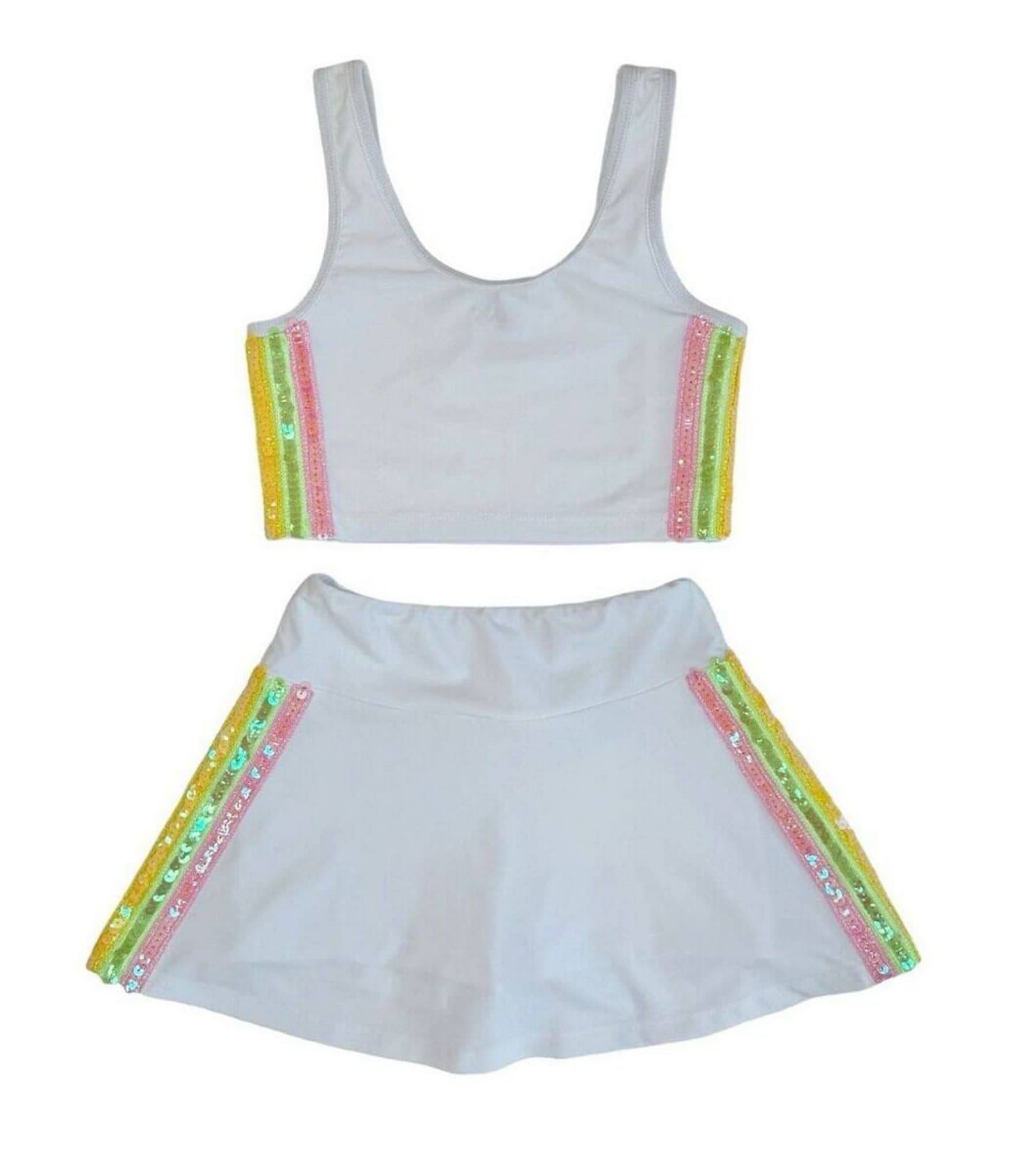 Lola + The Boys Little/Big Girls Rainbow Sequin Trim Tank Top &Tennis Skirt Set