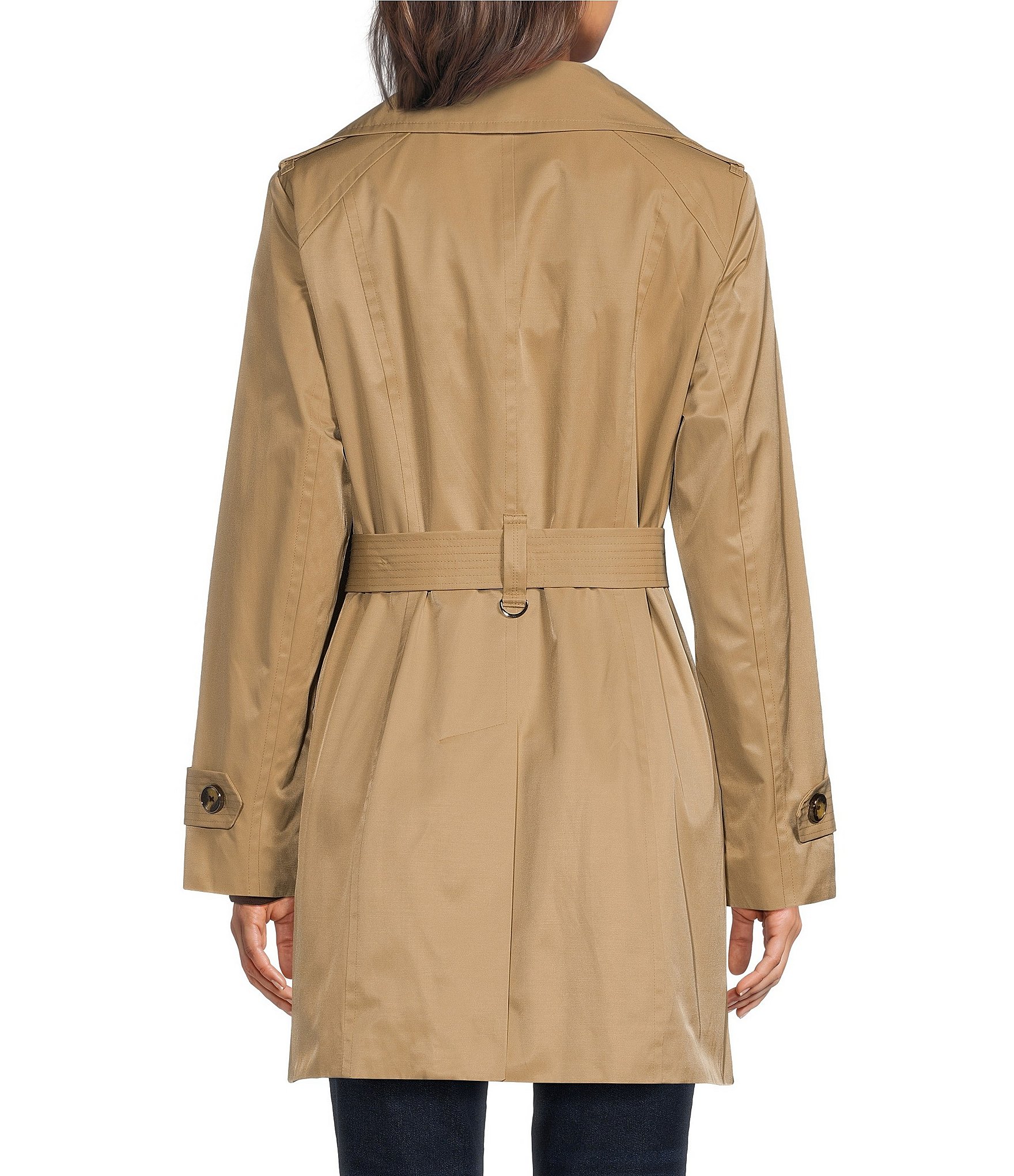 London Fog Double Collar Hooded Belted Single Breasted Trench Coat