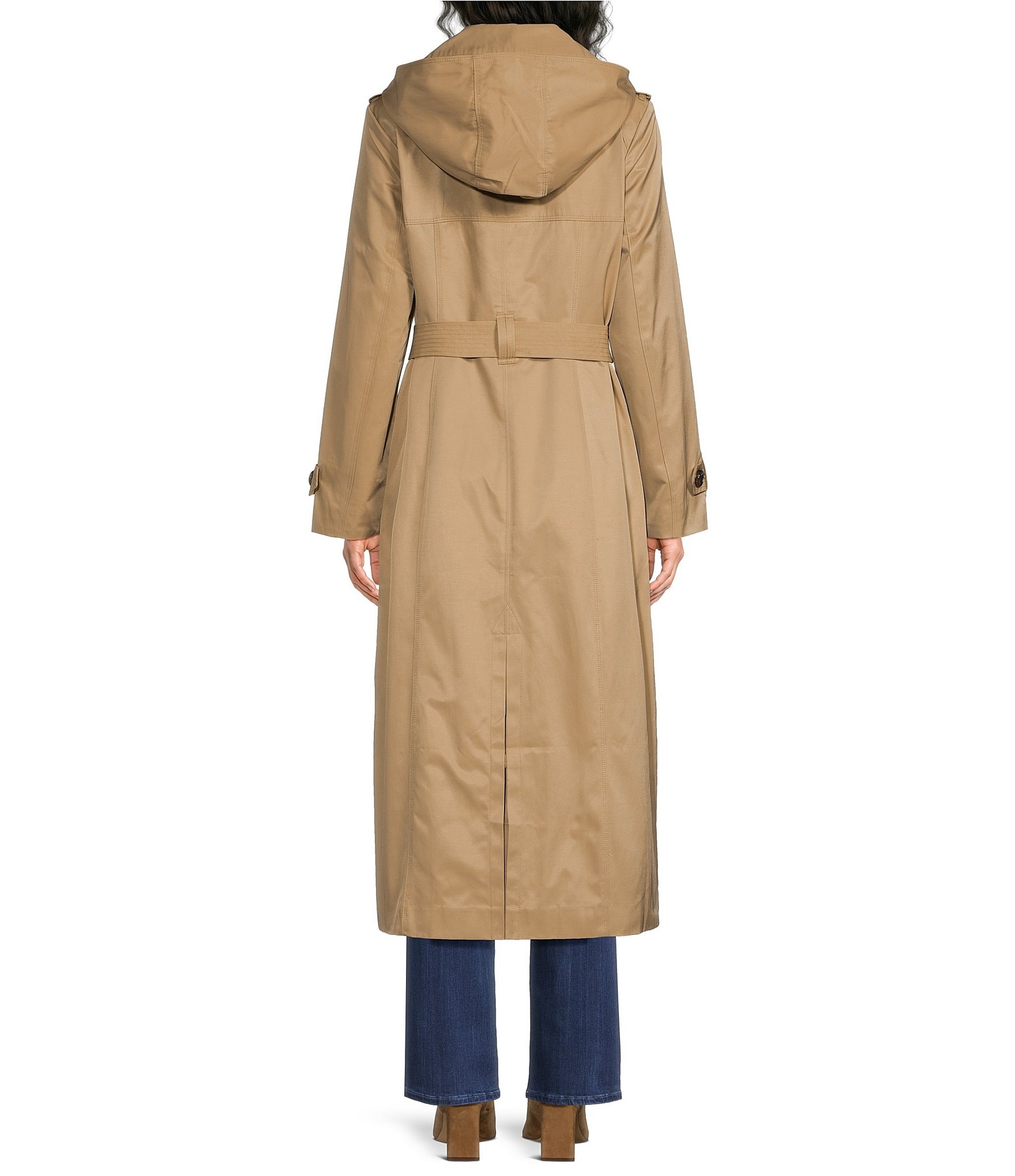 London Fog Single Breasted Belted Maxi Trench Coat