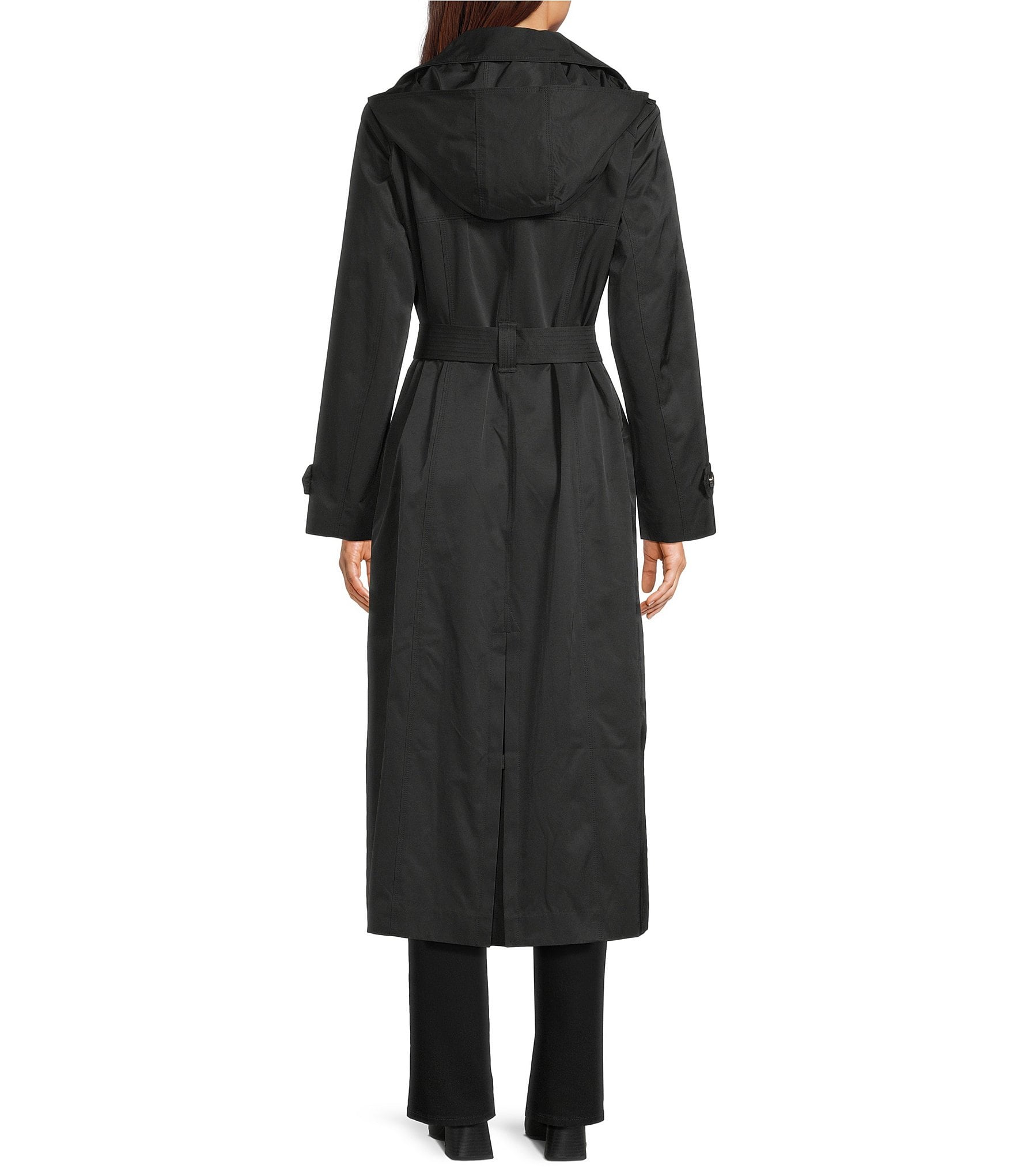 London Fog Single Breasted Belted Maxi Trench Coat