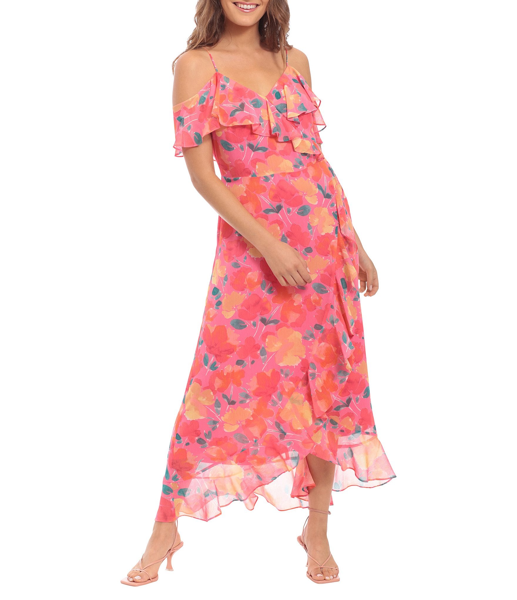Floral Maxi Dress - Reese's Hardwear - Cold Shoulder Style