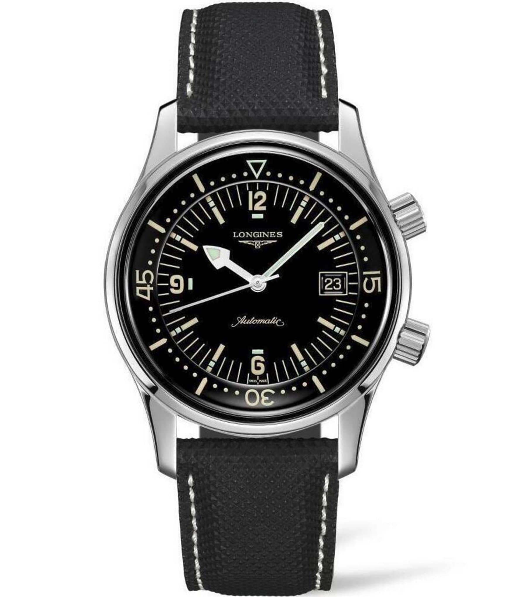 Longines Men s Legend Diver Automatic Black Leather Strap Watch